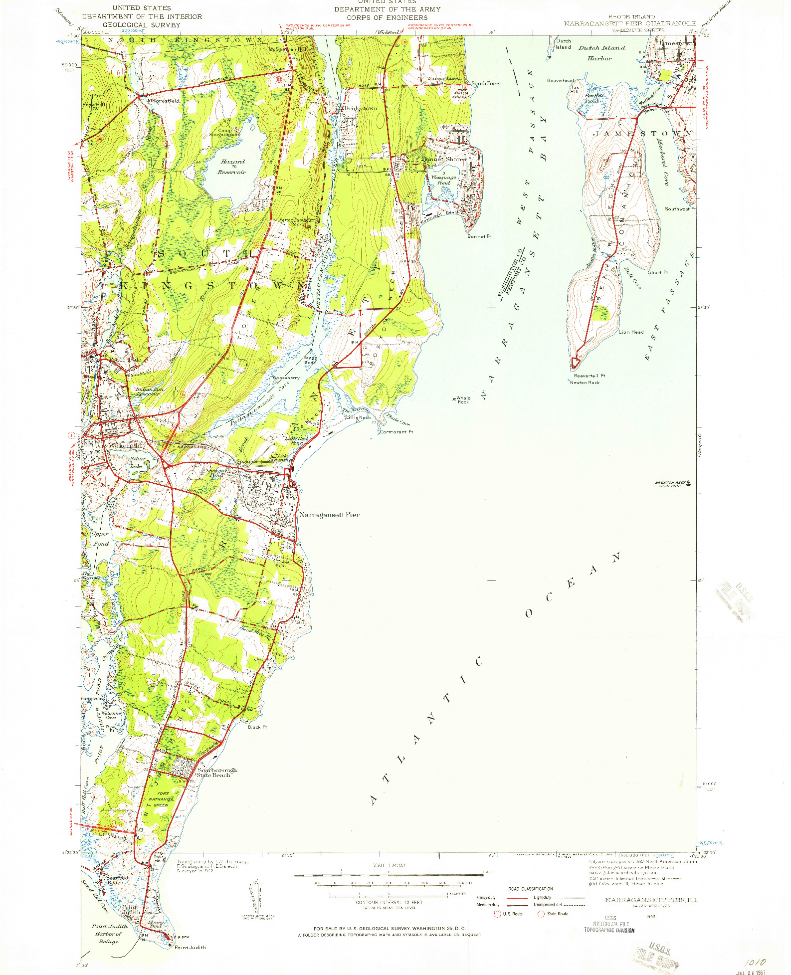 USGS 1:24000-SCALE QUADRANGLE FOR NARRAGANSETT PIER, RI 1942