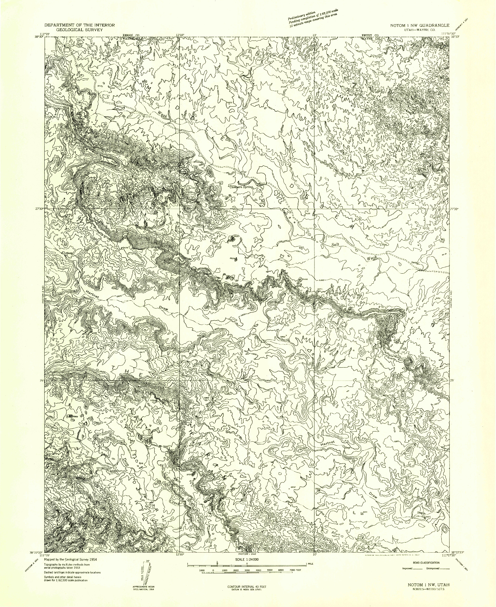 USGS 1:24000-SCALE QUADRANGLE FOR NOTOM 1 NW, UT 1954