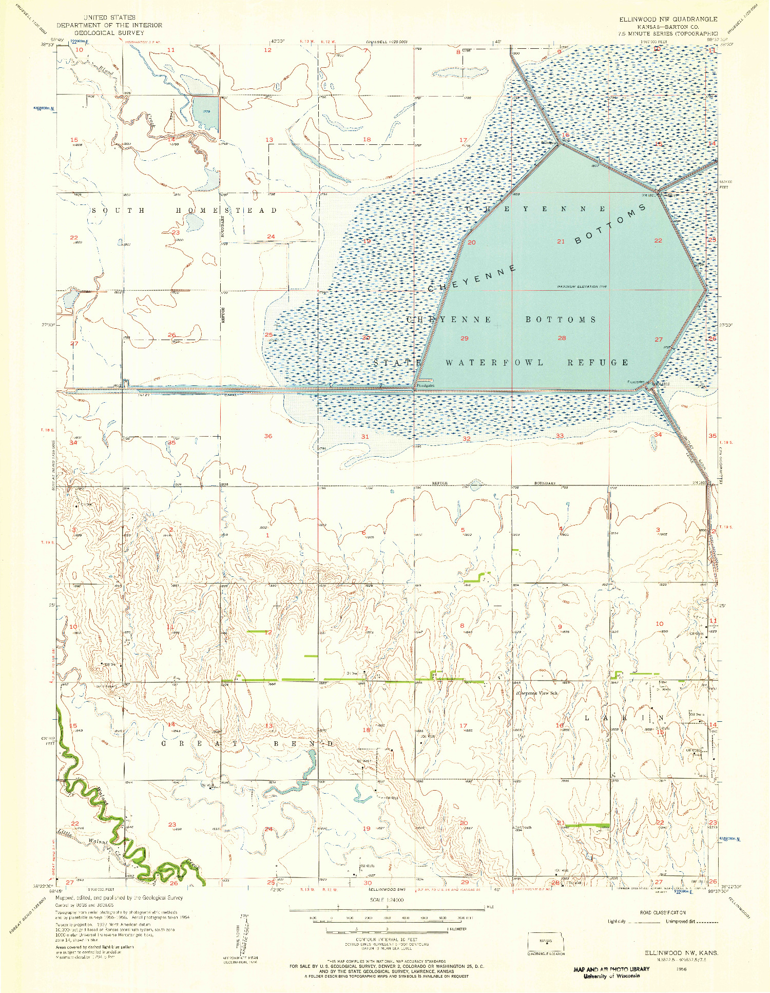 USGS 1:24000-SCALE QUADRANGLE FOR ELLINWOOD NW, KS 1956