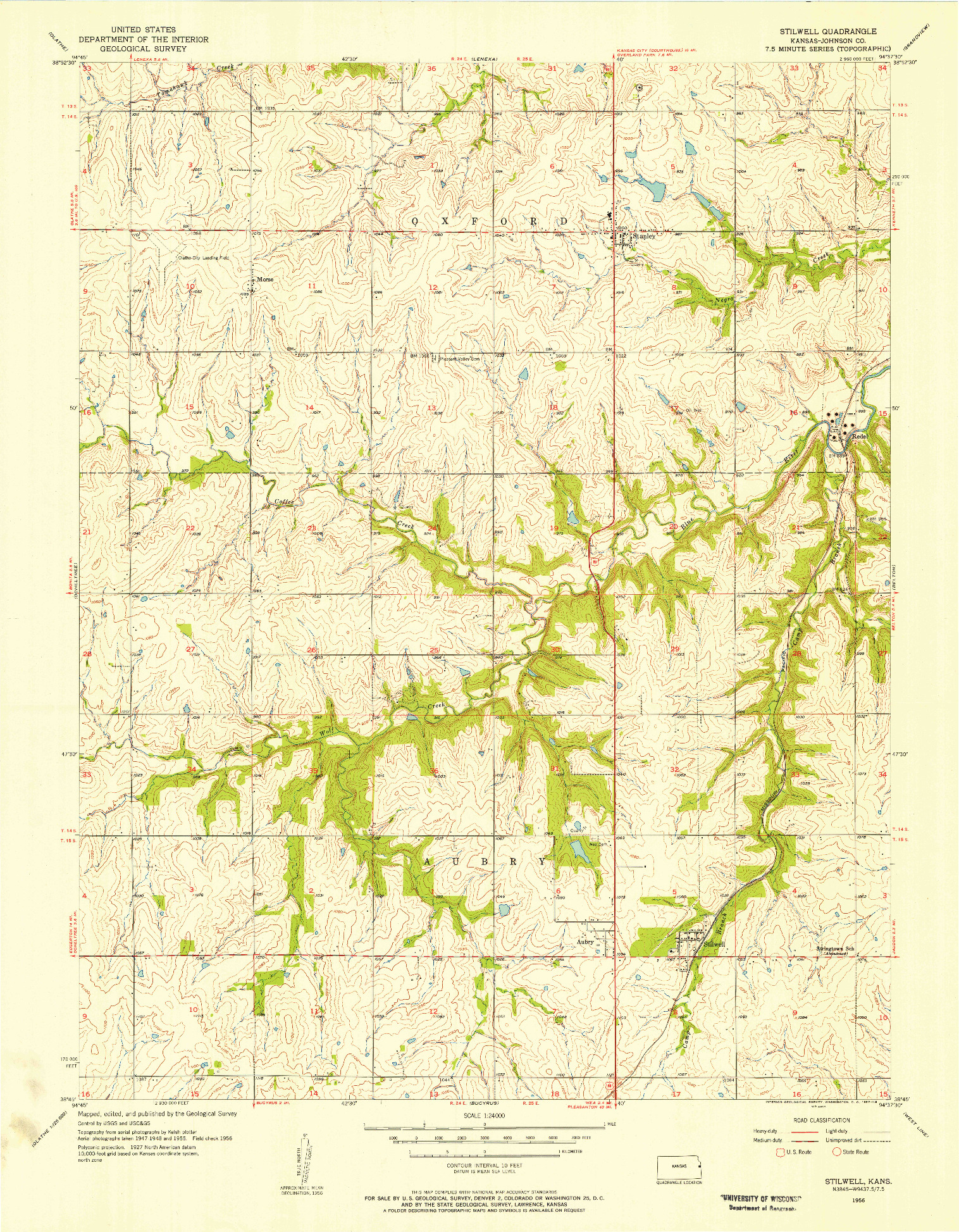 USGS 1:24000-SCALE QUADRANGLE FOR STILWELL, KS 1956