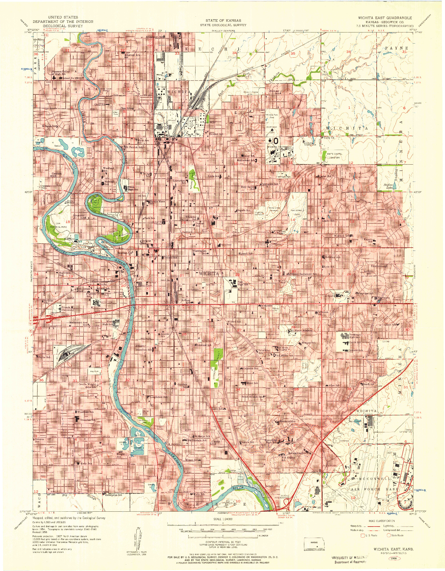 USGS 1:24000-SCALE QUADRANGLE FOR WICHITA EAST, KS 1956
