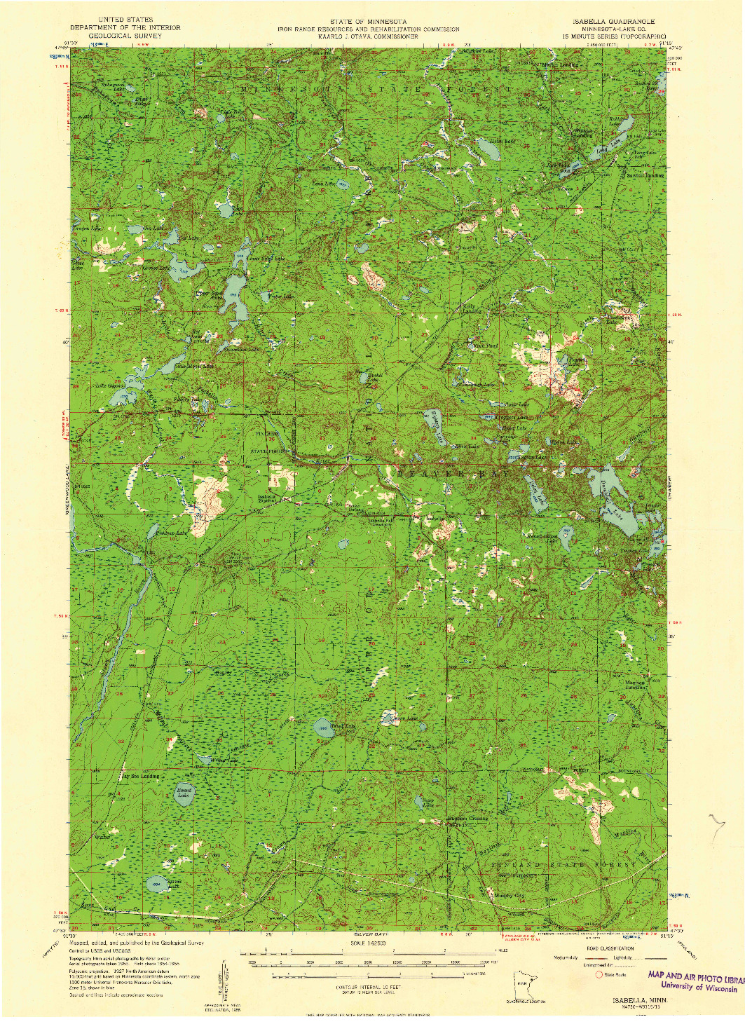 USGS 1:62500-SCALE QUADRANGLE FOR ISABELLA, MN 1955