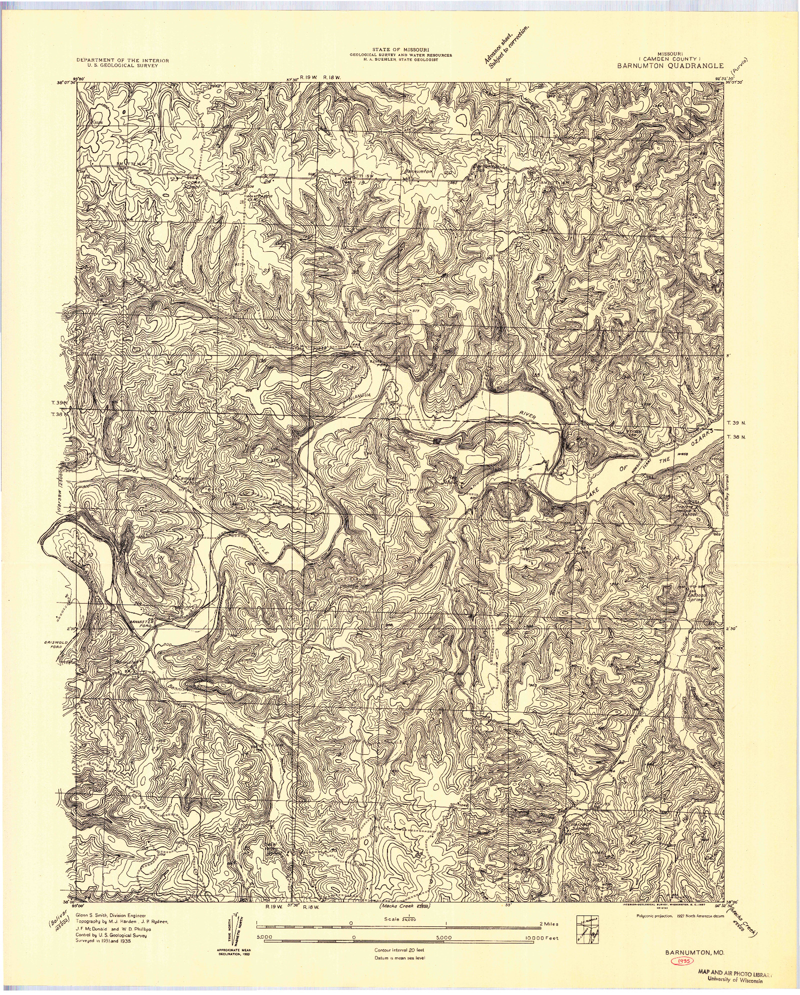 USGS 1:24000-SCALE QUADRANGLE FOR BARNUMTON, MO 1957