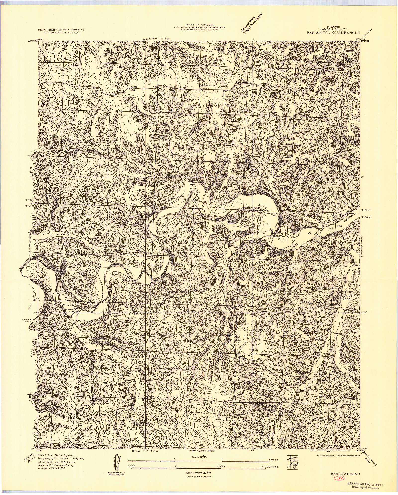 USGS 1:24000-SCALE QUADRANGLE FOR BARNUMTON, MO 1957