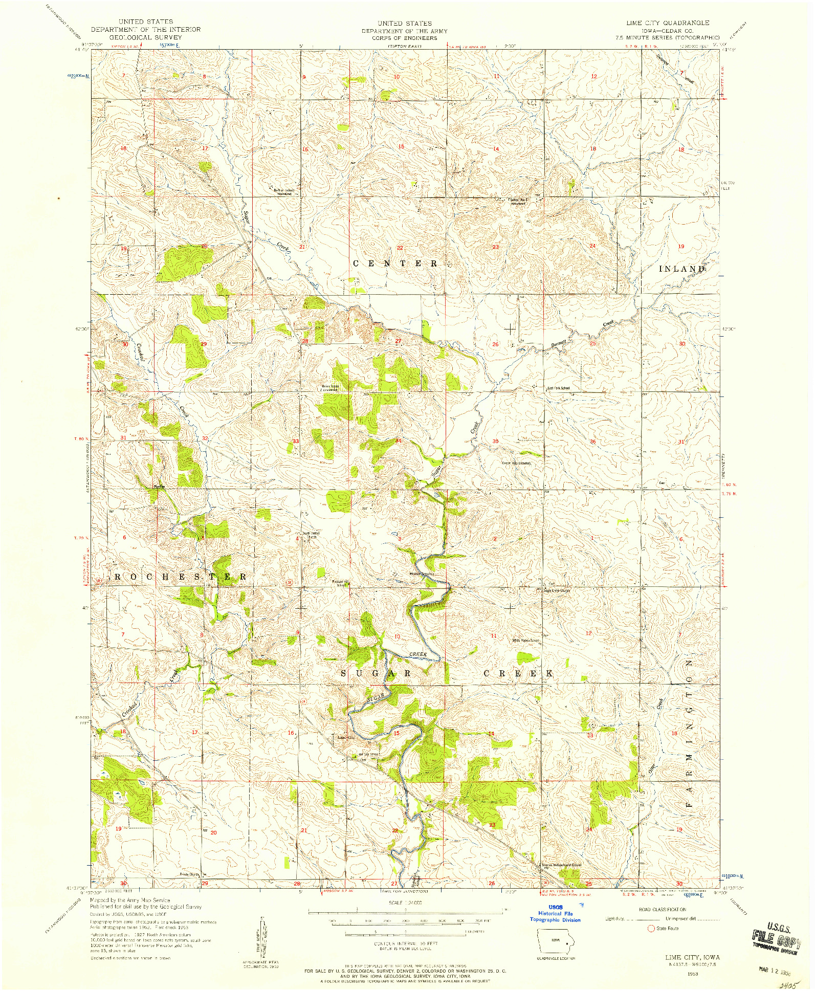 USGS 1:24000-SCALE QUADRANGLE FOR LIME CITY, IA 1953