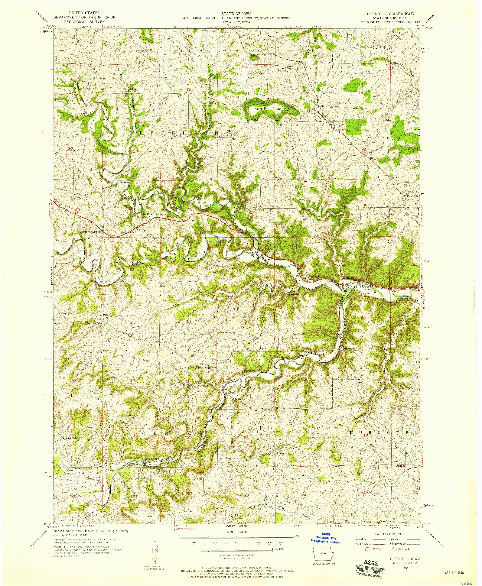 USGS 1:24000-SCALE QUADRANGLE FOR SHERRILL, IA 1956