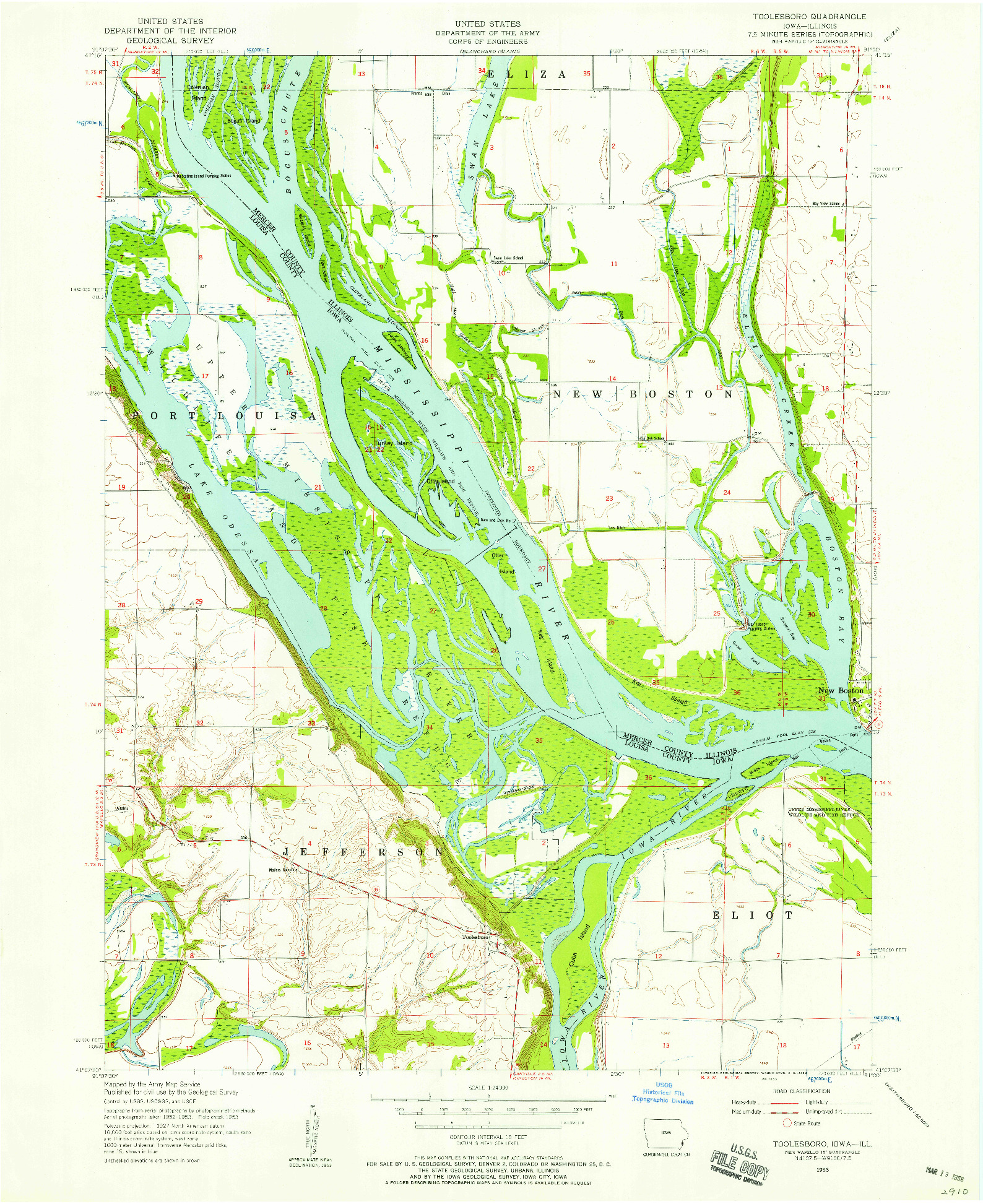USGS 1:24000-SCALE QUADRANGLE FOR TOOLESBORO, IA 1953