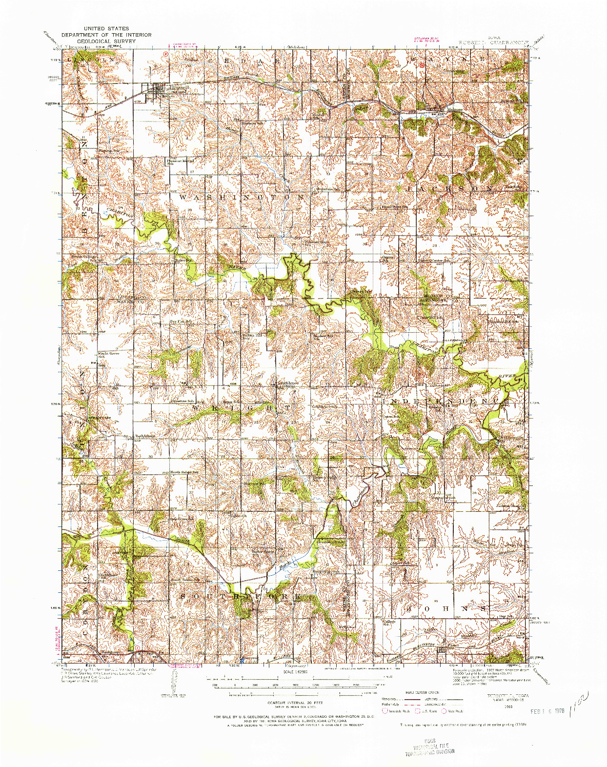 USGS 1:62500-SCALE QUADRANGLE FOR RUSSELL, IA 1935