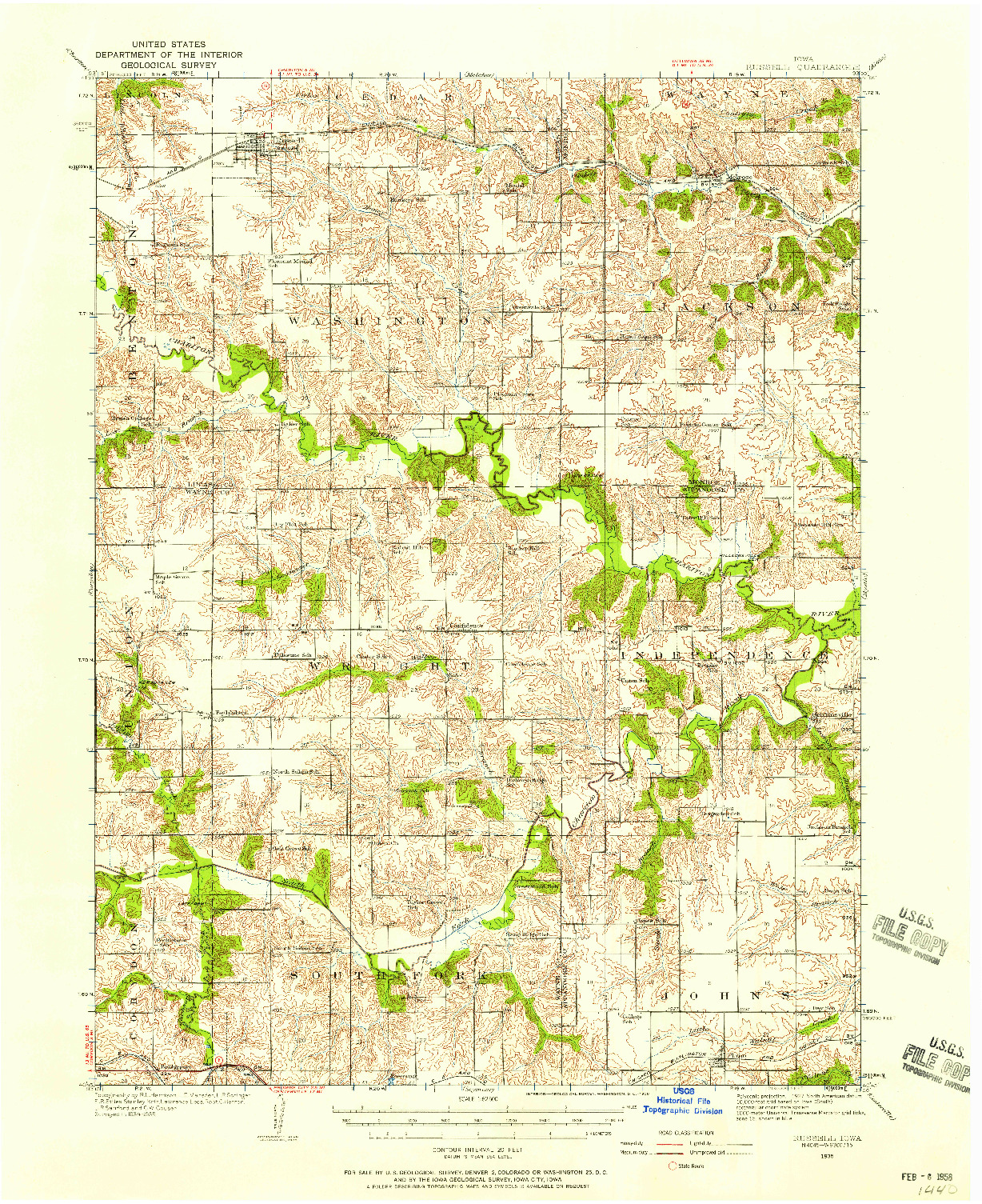 USGS 1:62500-SCALE QUADRANGLE FOR RUSSELL, IA 1935