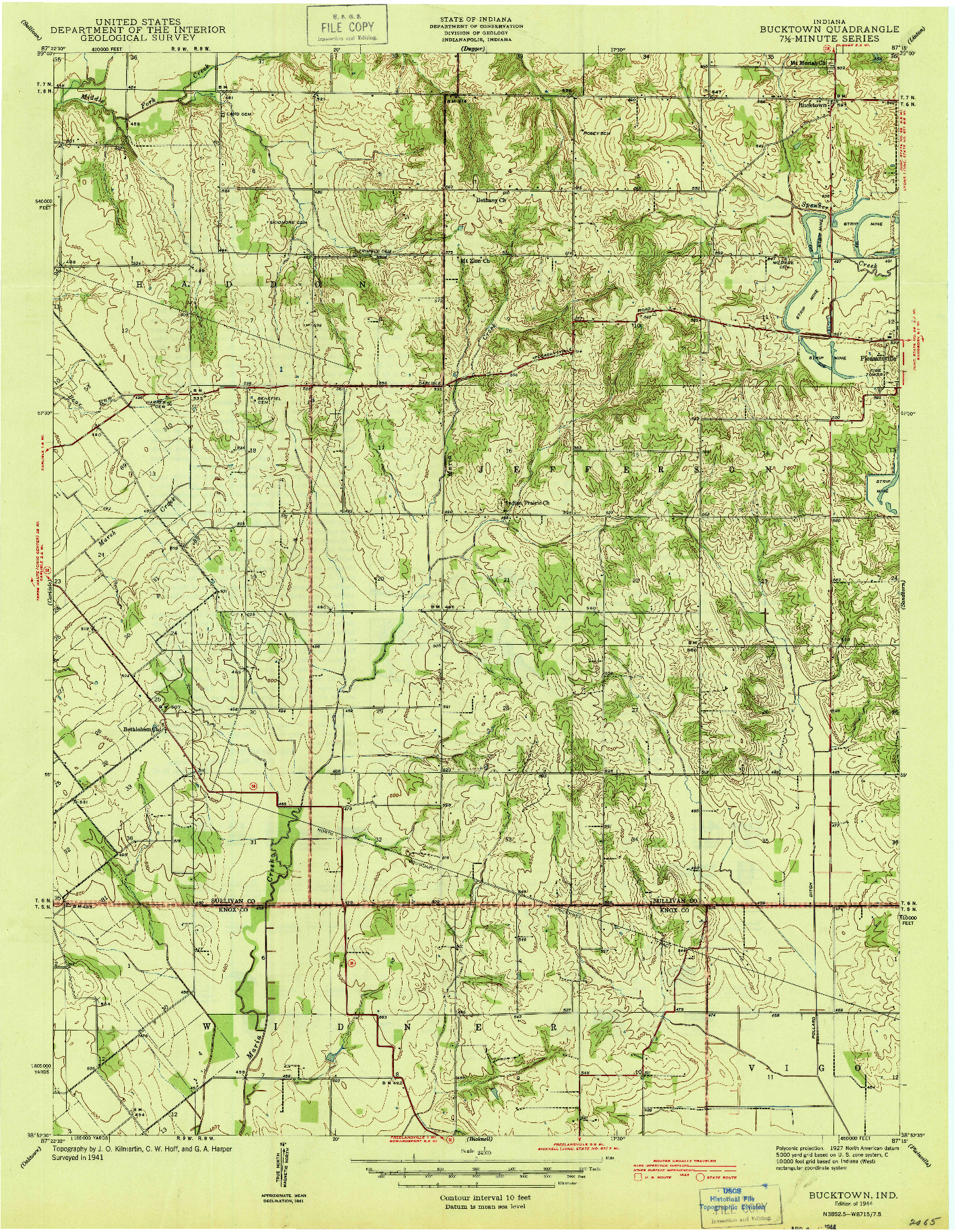USGS 1:24000-SCALE QUADRANGLE FOR BUCKTOWN, IN 1957