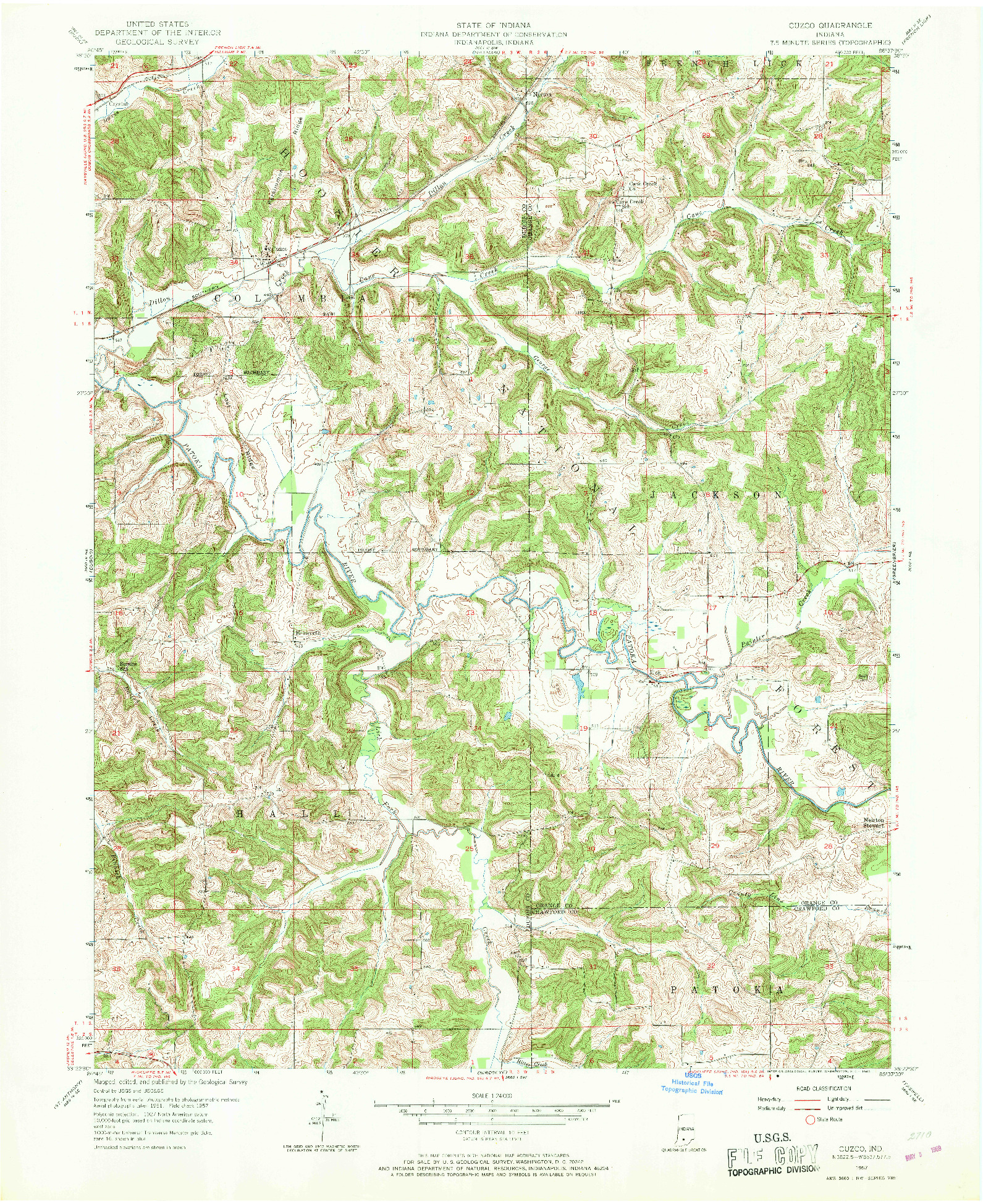 USGS 1:24000-SCALE QUADRANGLE FOR CUZCO, IN 1957