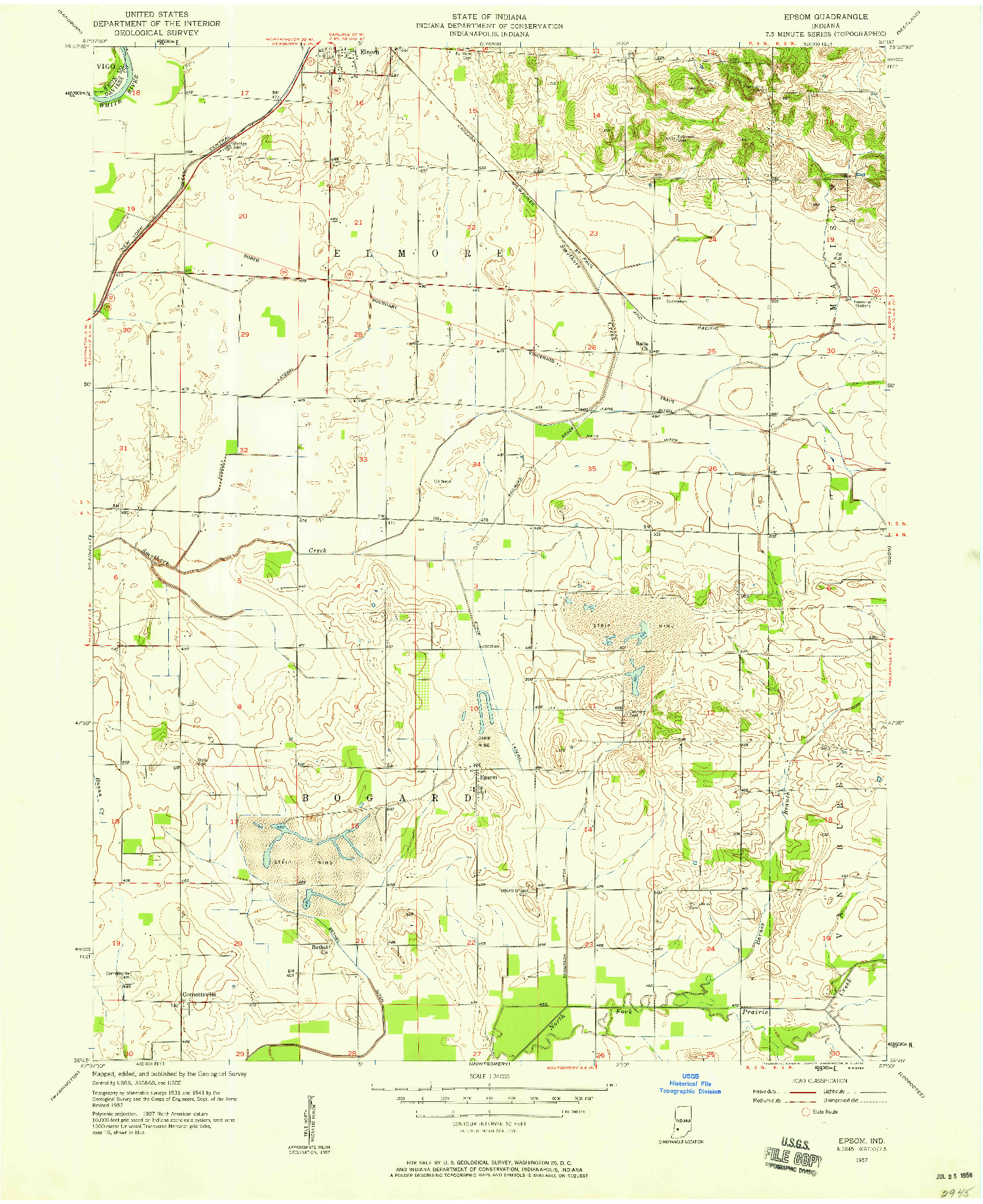 USGS 1:24000-SCALE QUADRANGLE FOR EPSOM, IN 1957