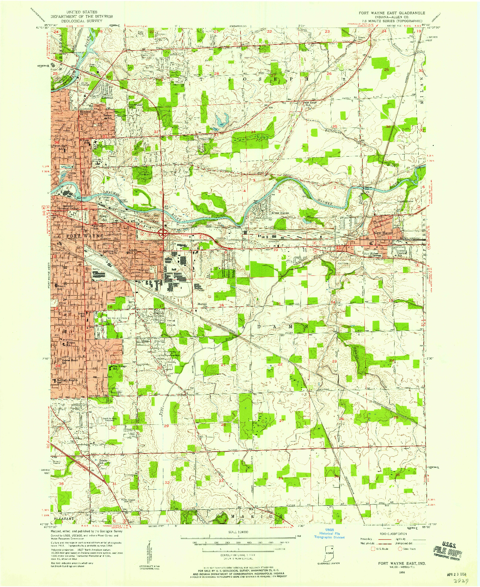 USGS 1:24000-SCALE QUADRANGLE FOR FORT WAYNE EAST, IN 1956