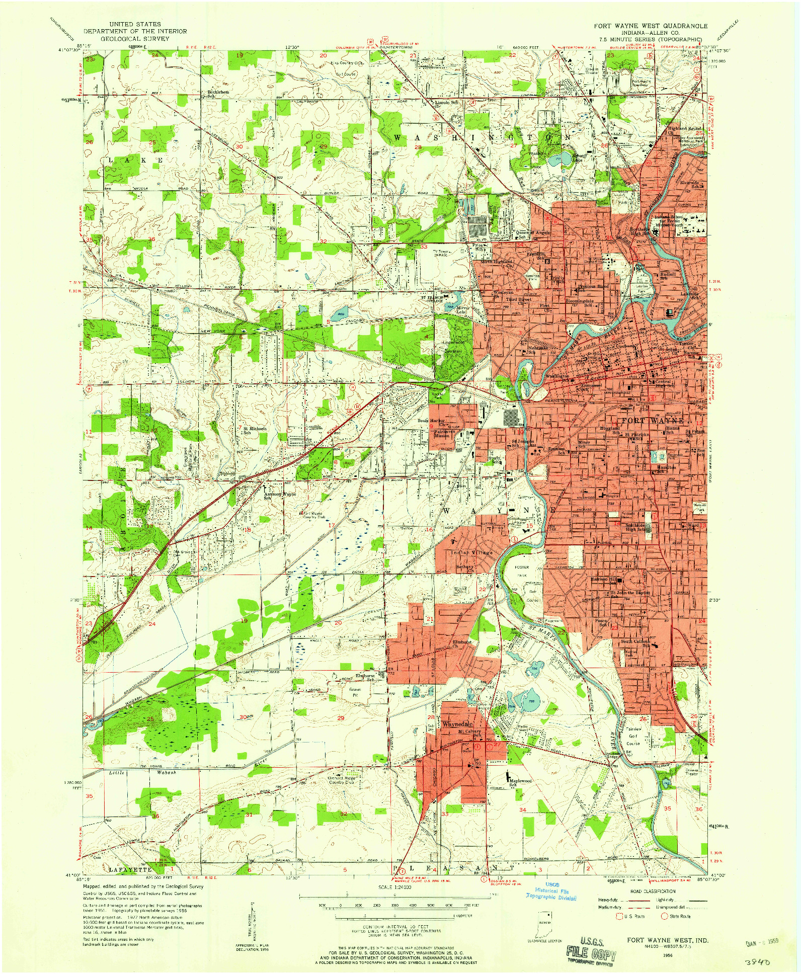 USGS 1:24000-SCALE QUADRANGLE FOR FORT WAYNE WEST, IN 1956