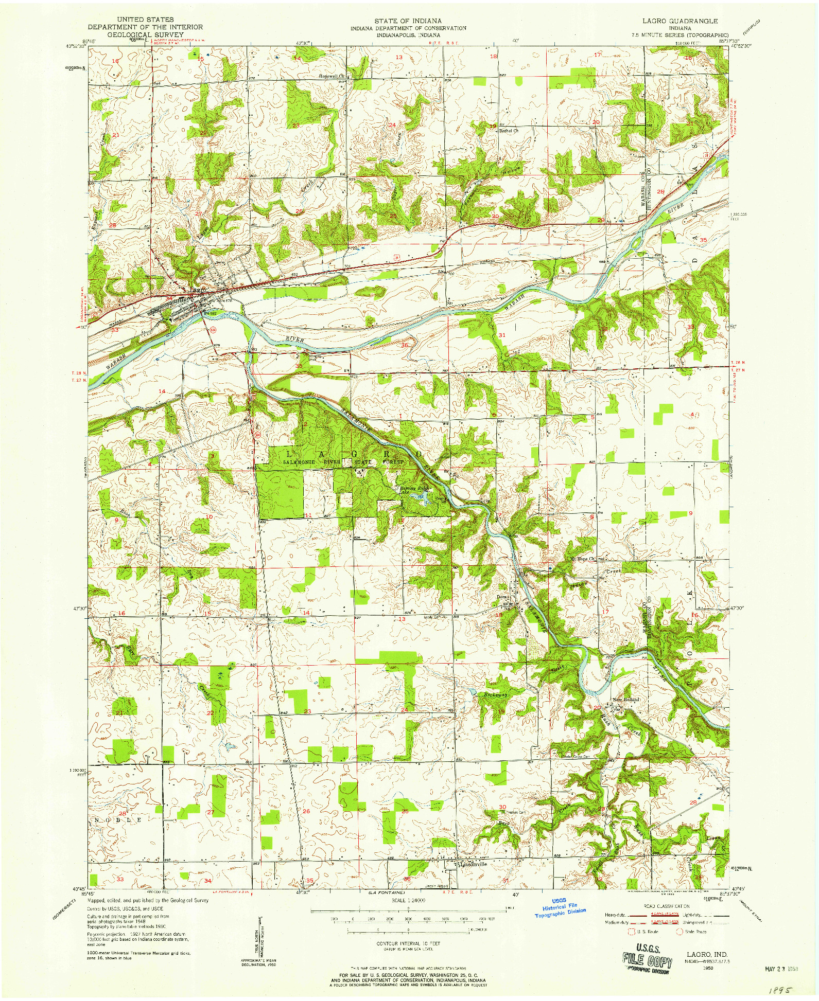 USGS 1:24000-SCALE QUADRANGLE FOR LAGRO, IN 1950