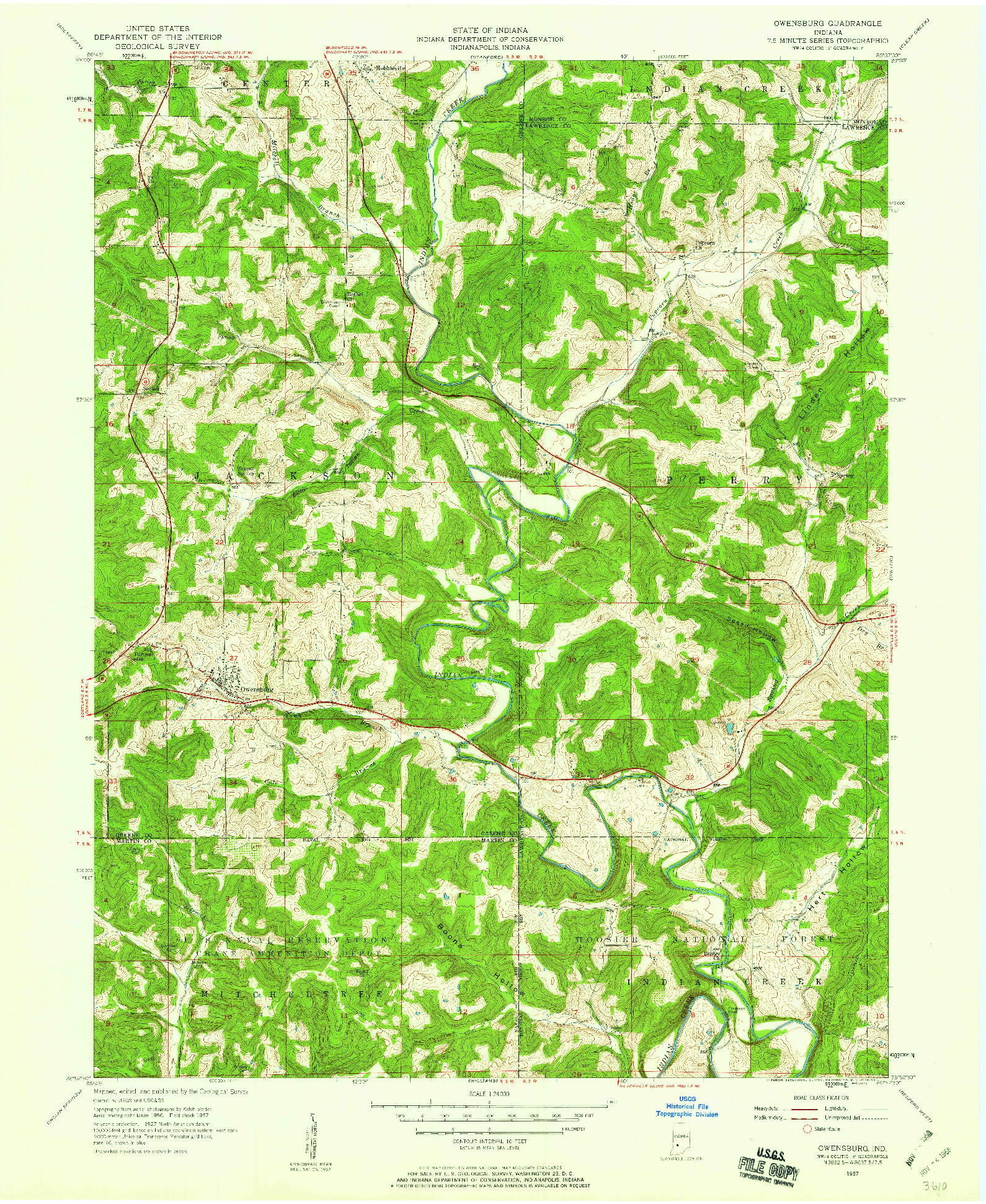 USGS 1:24000-SCALE QUADRANGLE FOR OWENSBURG, IN 1957