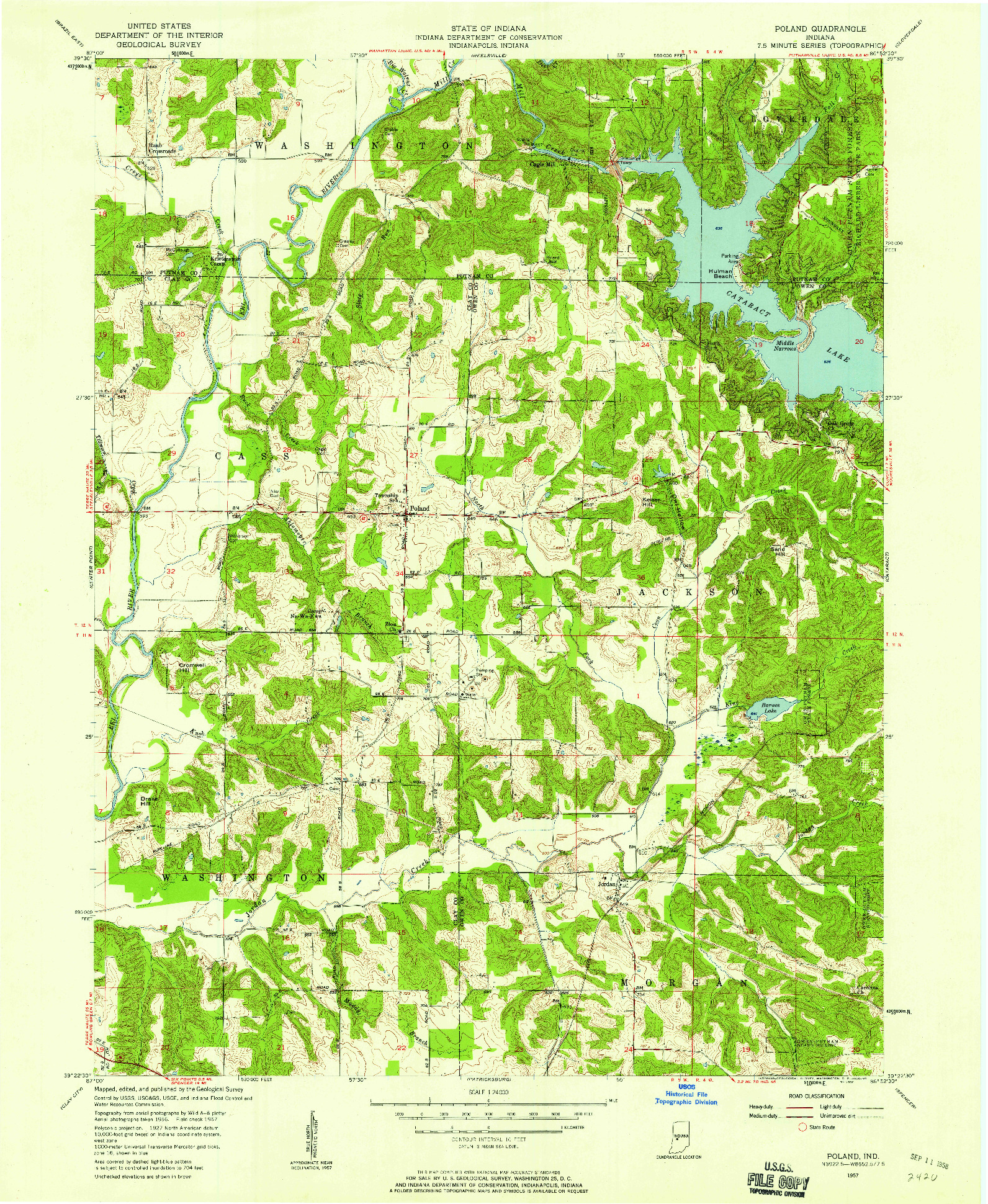 USGS 1:24000-SCALE QUADRANGLE FOR POLAND, IN 1957