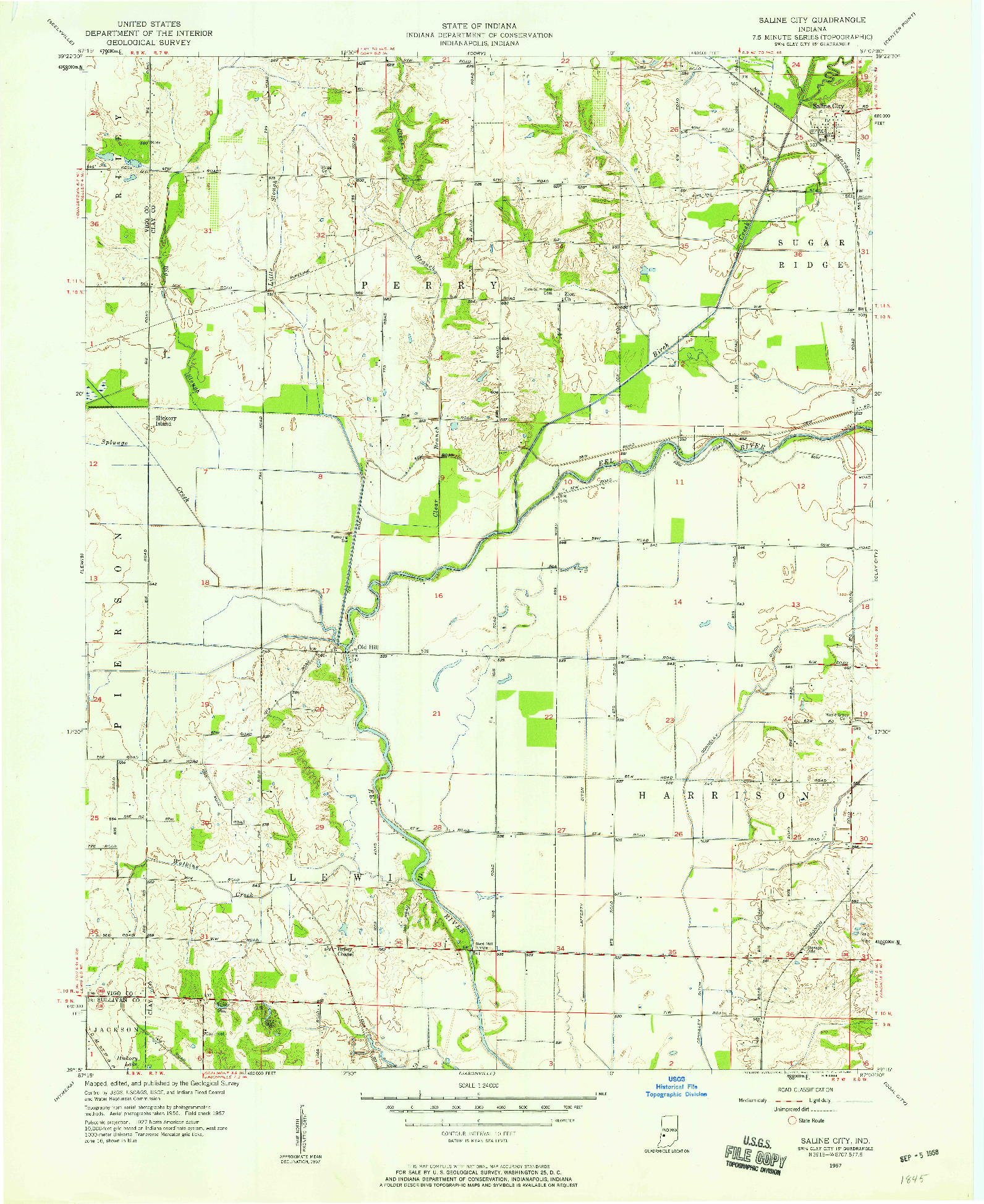 USGS 1:24000-SCALE QUADRANGLE FOR SALINE CITY, IN 1957