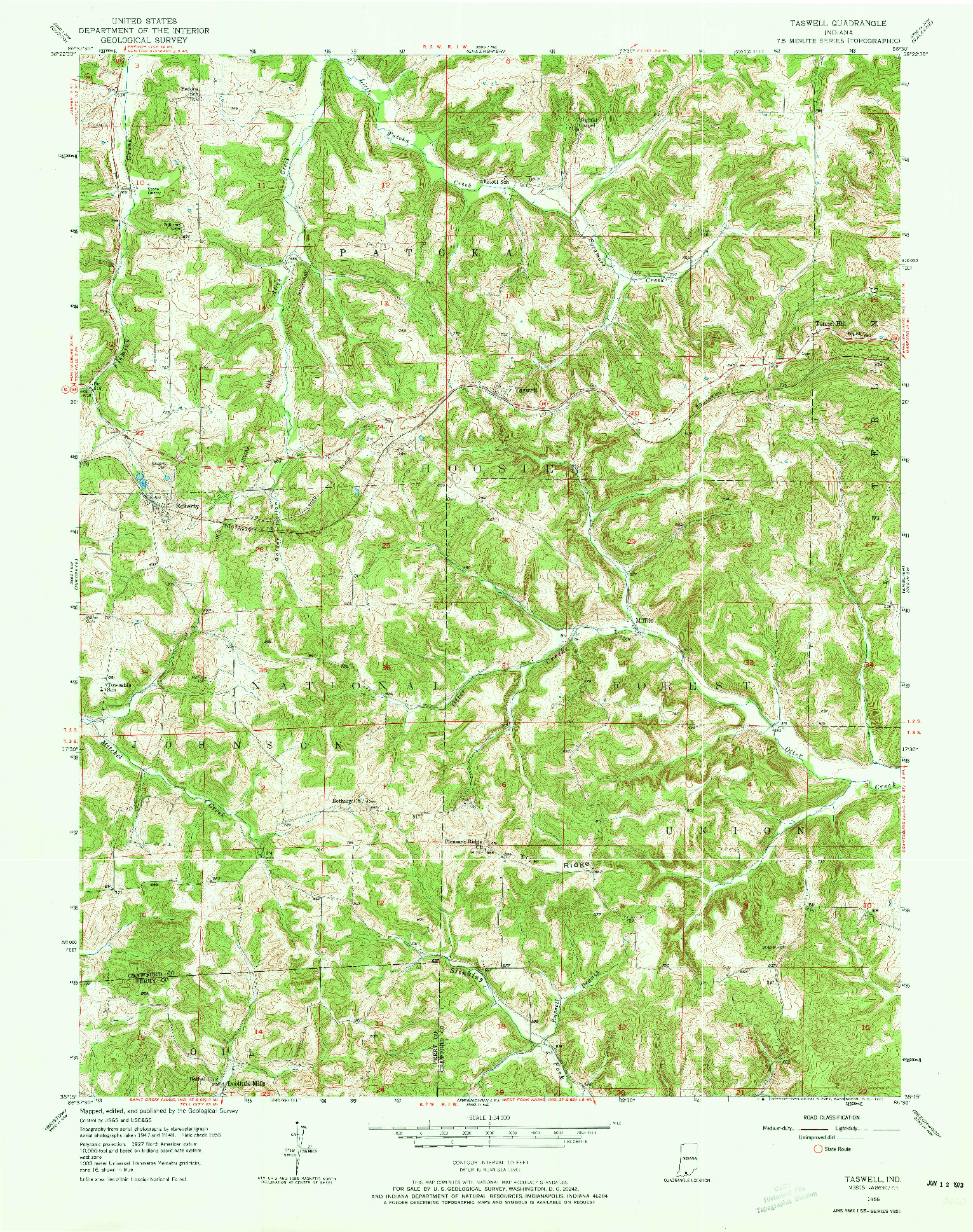 USGS 1:24000-SCALE QUADRANGLE FOR TASWELL, IN 1956