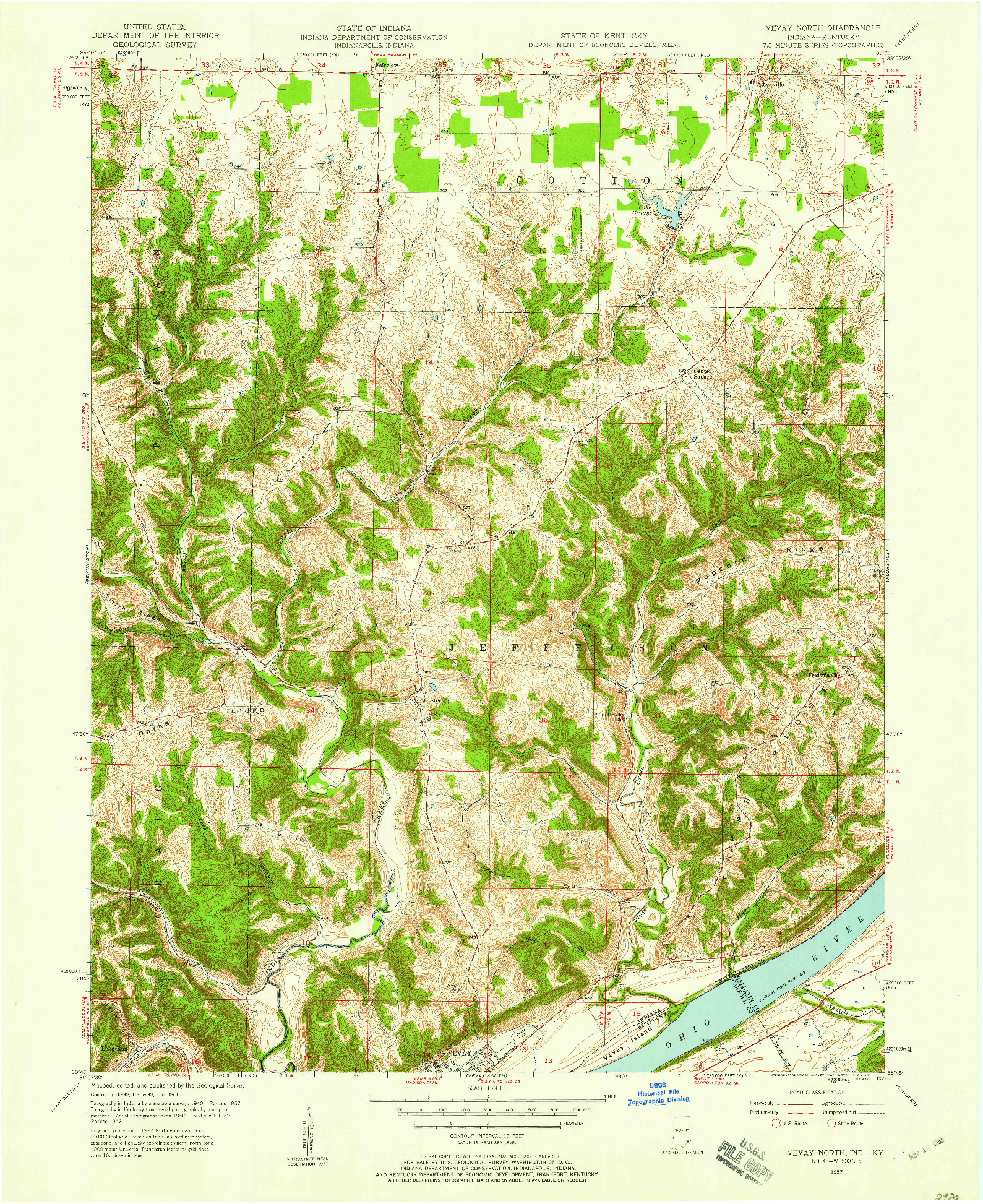 USGS 1:24000-SCALE QUADRANGLE FOR VEVAY NORTH, IN 1957