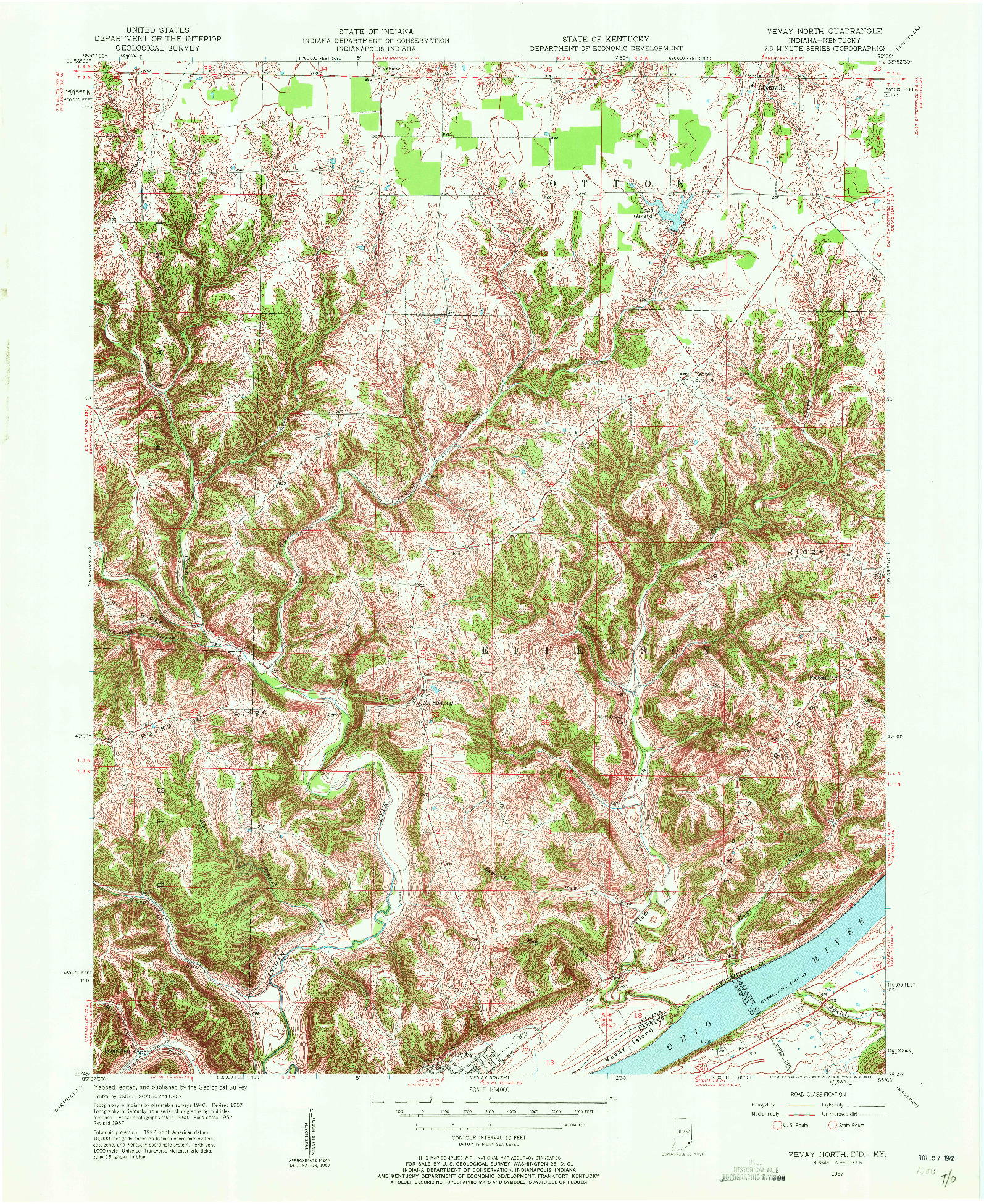 USGS 1:24000-SCALE QUADRANGLE FOR VEVAY NORTH, IN 1957