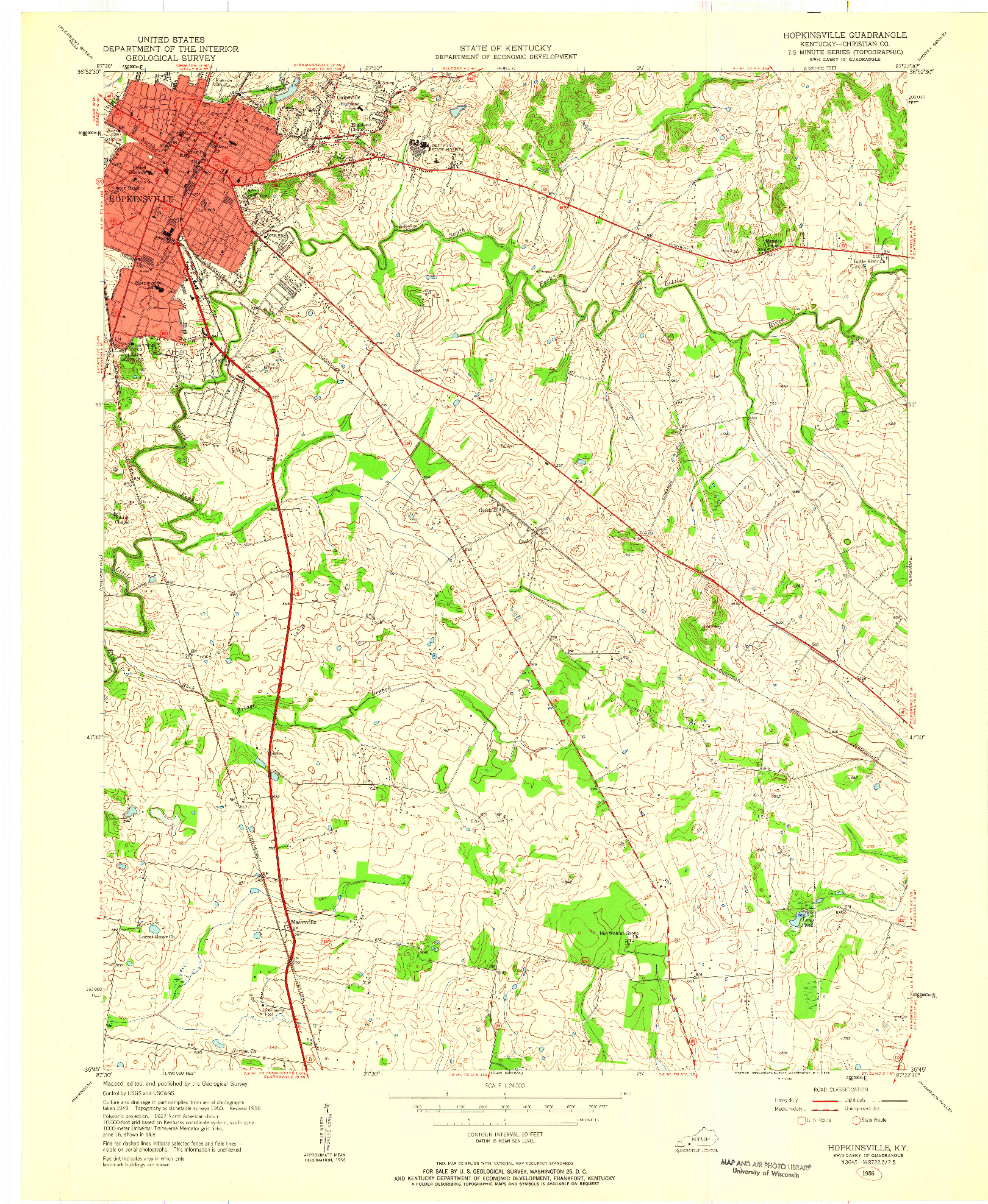 USGS 1:24000-SCALE QUADRANGLE FOR HOPKINSVILLE, KY 1956