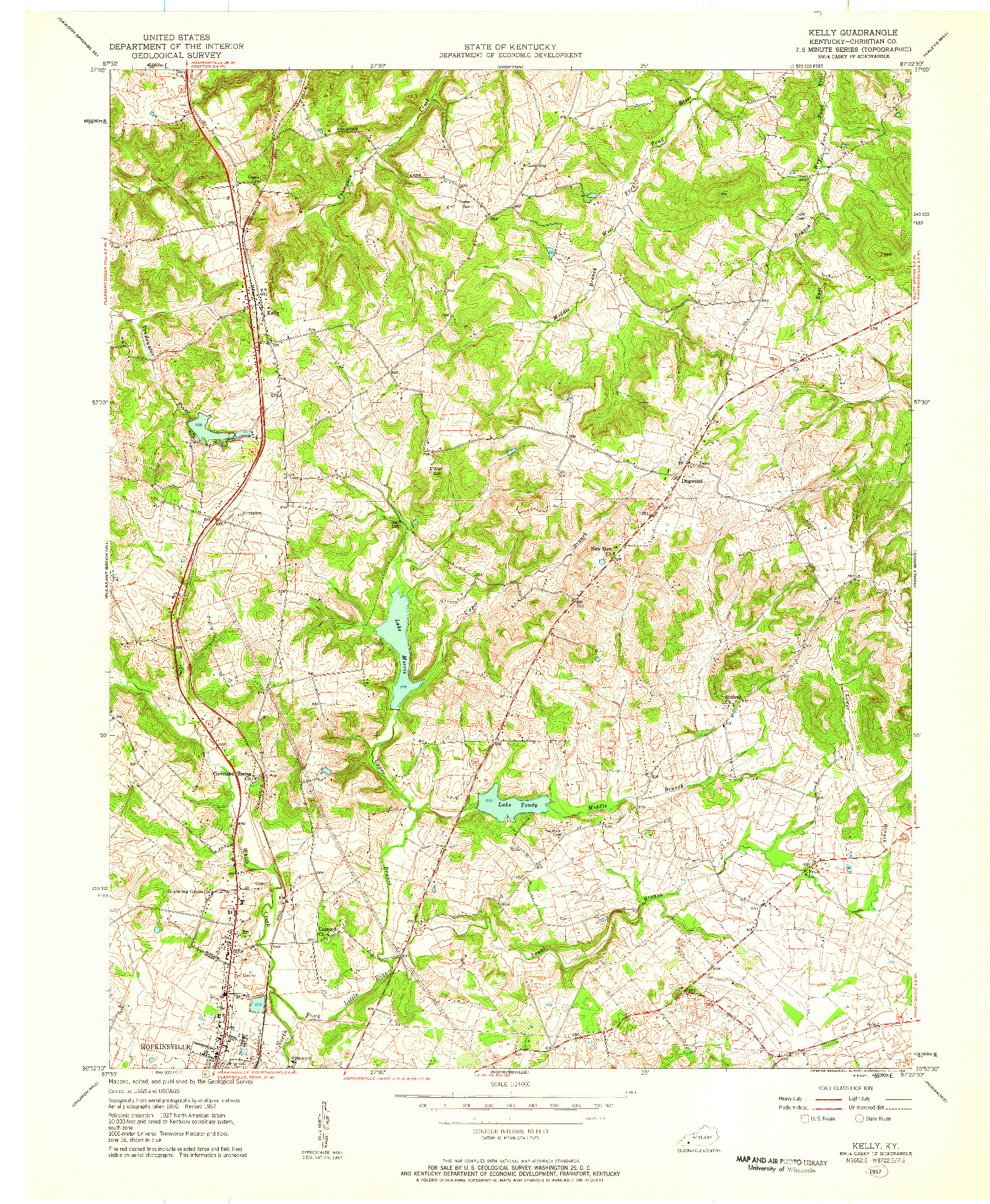 USGS 1:24000-SCALE QUADRANGLE FOR KELLY, KY 1957