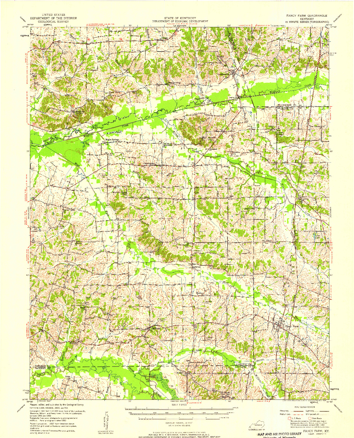 USGS 1:62500-SCALE QUADRANGLE FOR FANCY FARM, KY 1952