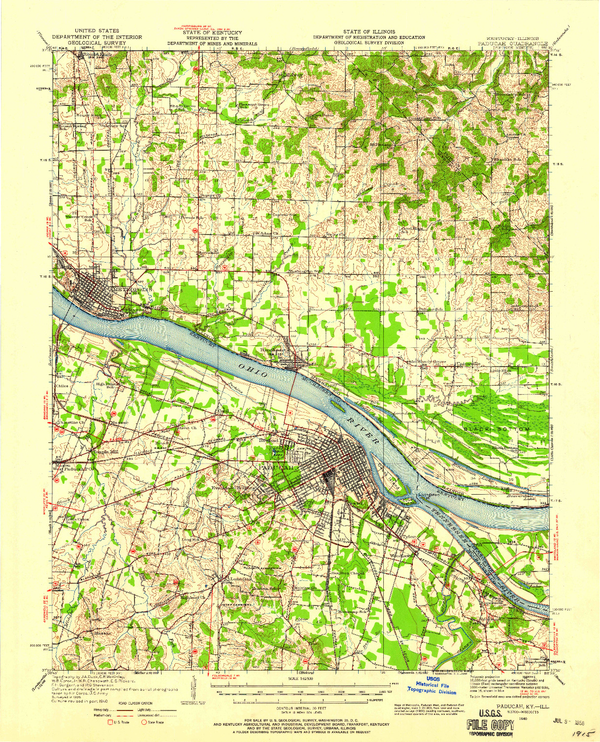USGS 1:62500-SCALE QUADRANGLE FOR PADUCAH, KY 1940