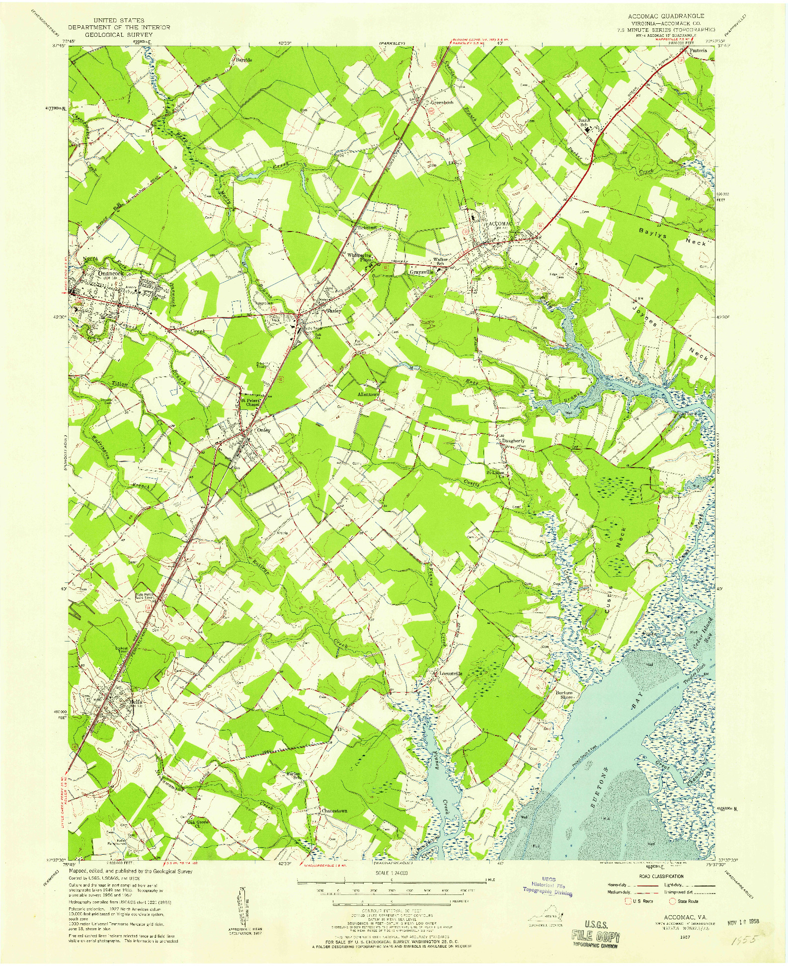 USGS 1:24000-SCALE QUADRANGLE FOR ACCOMAC, VA 1957