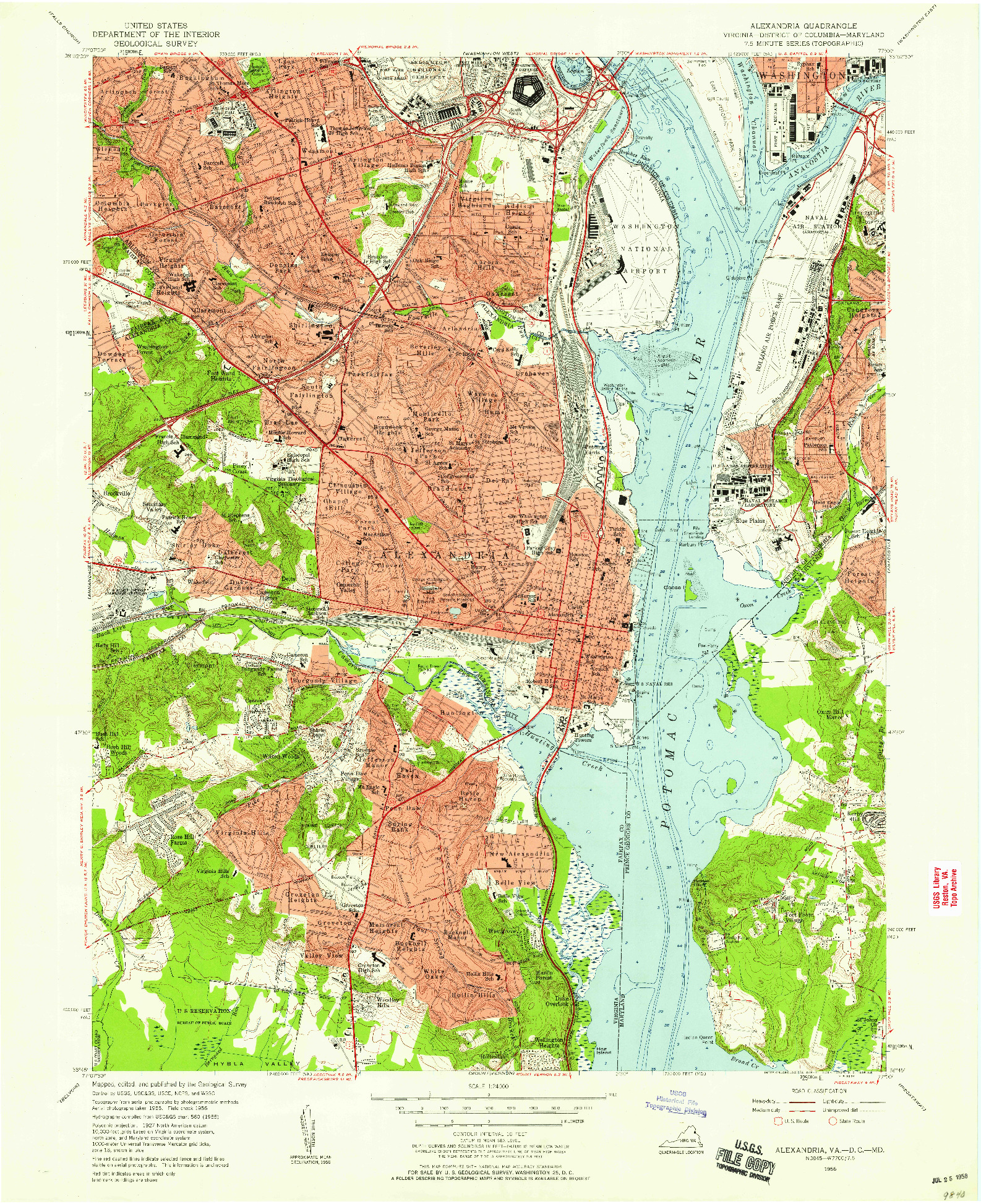 USGS 1:24000-SCALE QUADRANGLE FOR ALEXANDRIA, VA 1956