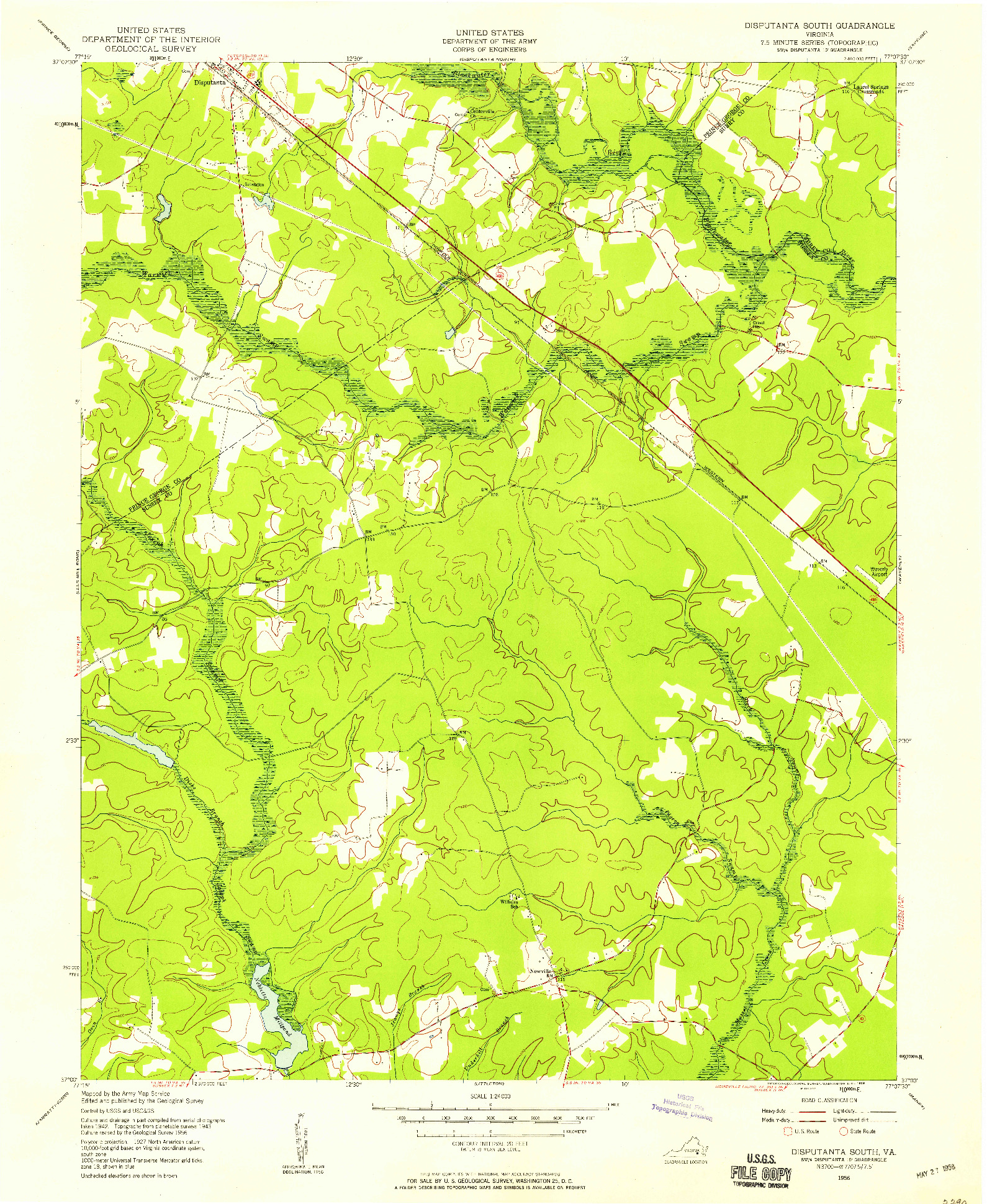 USGS 1:24000-SCALE QUADRANGLE FOR DISPUTANTA SOUTH, VA 1956