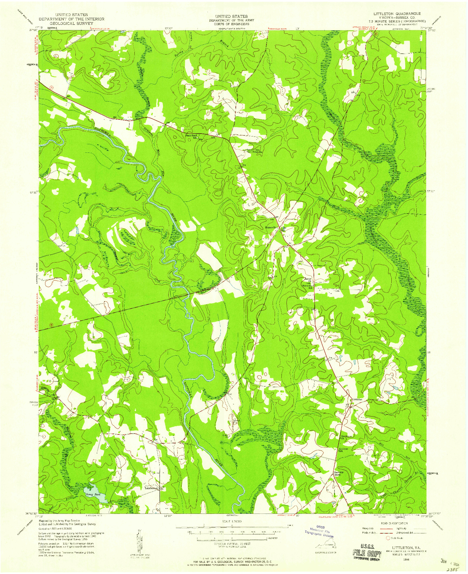 USGS 1:24000-SCALE QUADRANGLE FOR LITTLETON, VA 1956