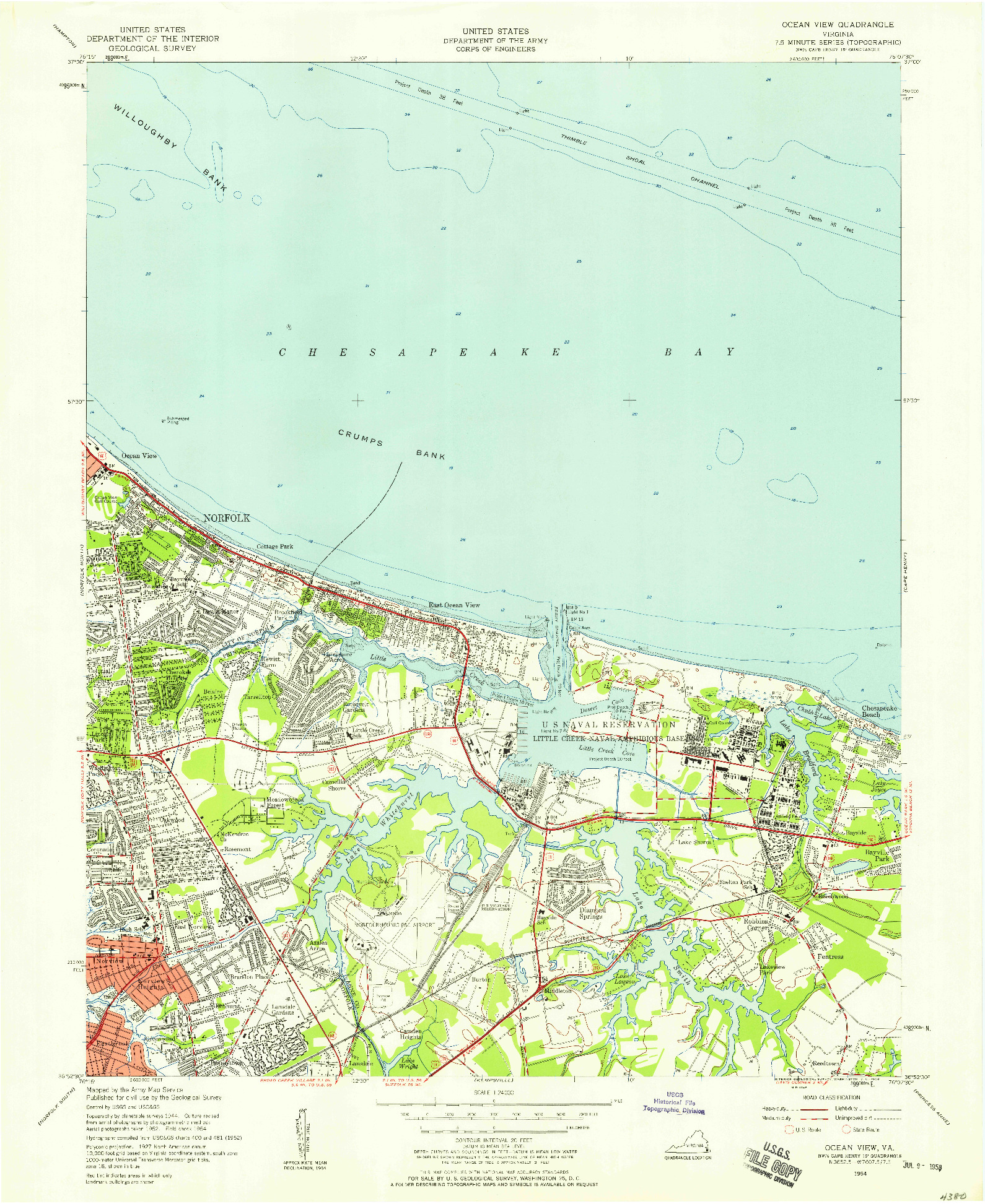 USGS 1:24000-SCALE QUADRANGLE FOR OCEAN VIEW, VA 1954