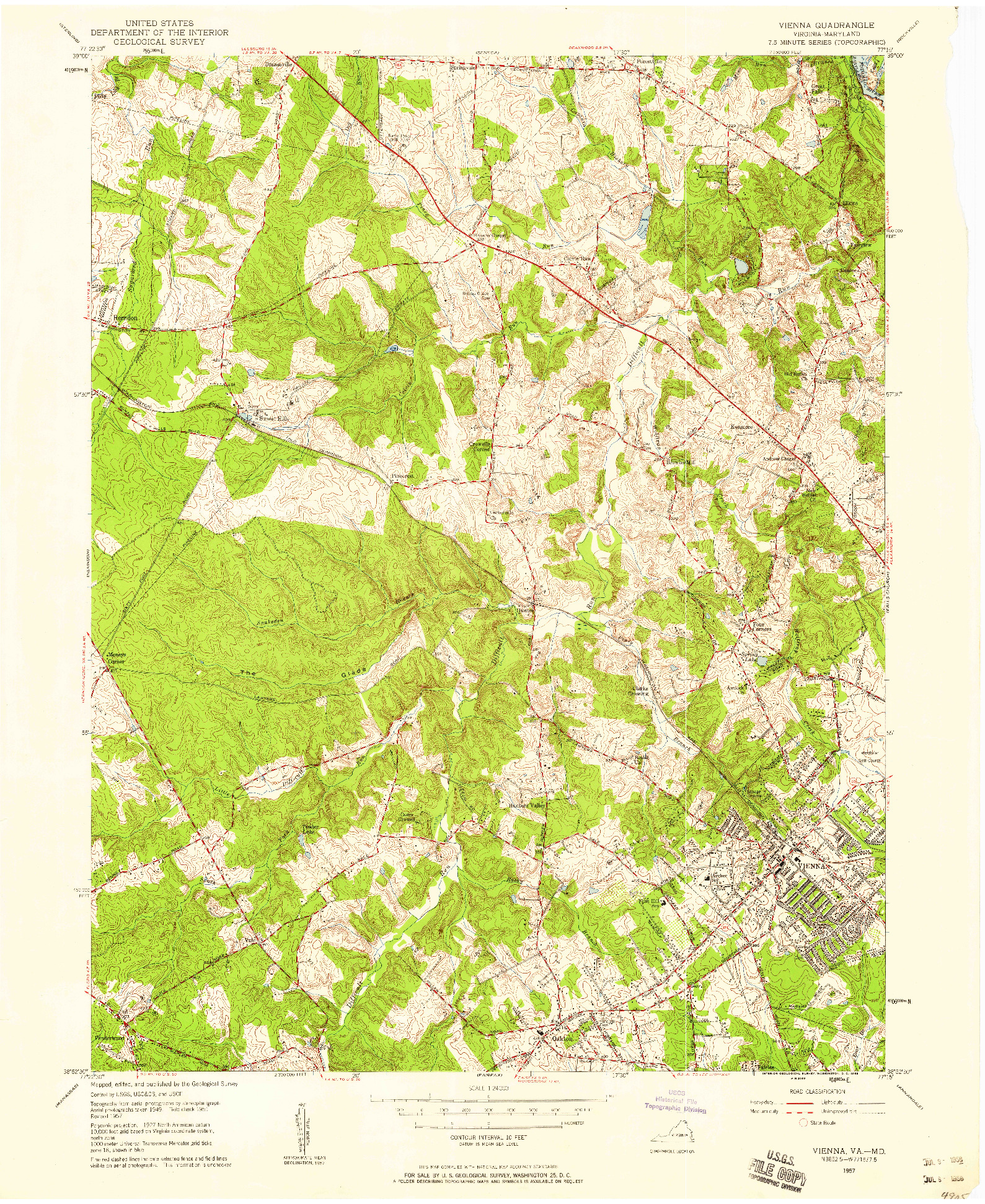 USGS 1:24000-SCALE QUADRANGLE FOR VIENNA, VA 1957