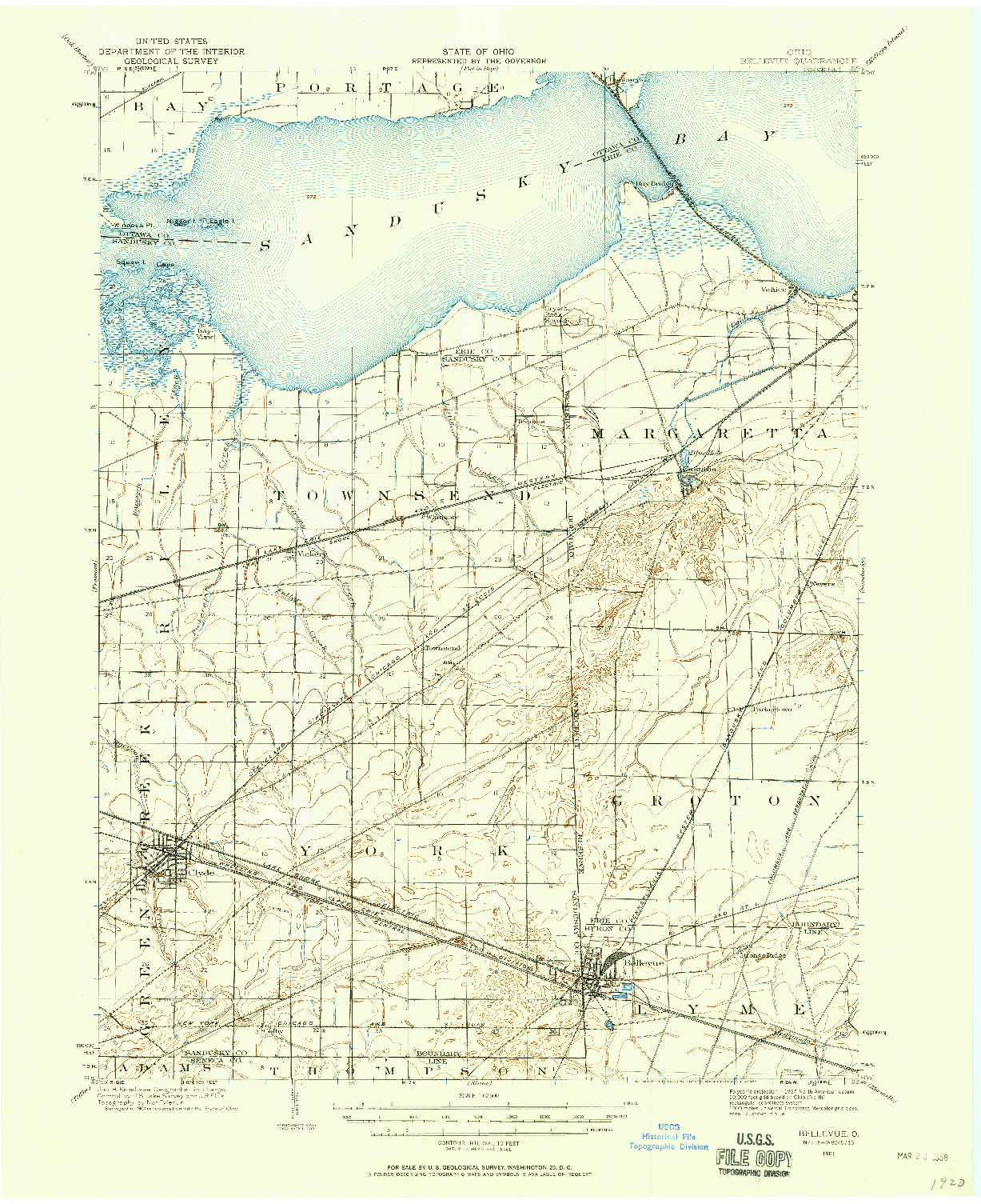 USGS 1:62500-SCALE QUADRANGLE FOR BELLEVUE, OH 1901