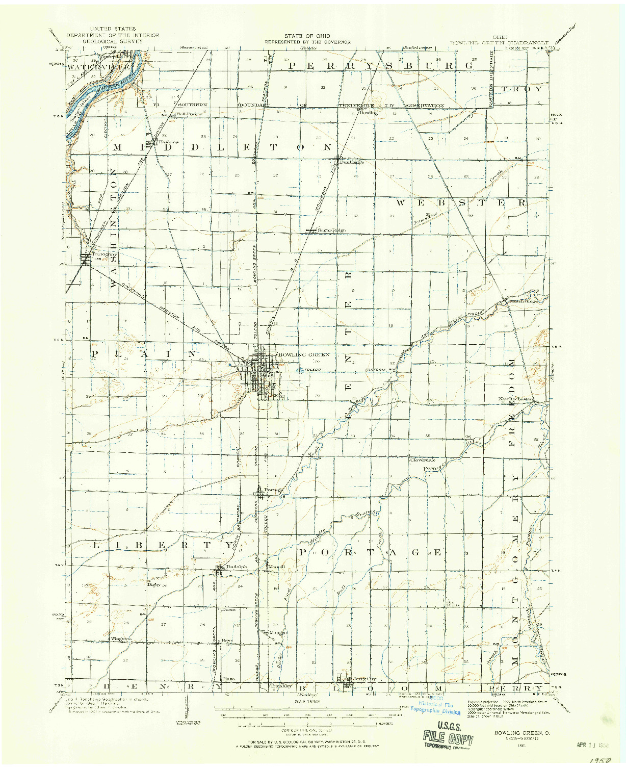 USGS 1:62500-SCALE QUADRANGLE FOR BOWLING GREEN, OH 1901