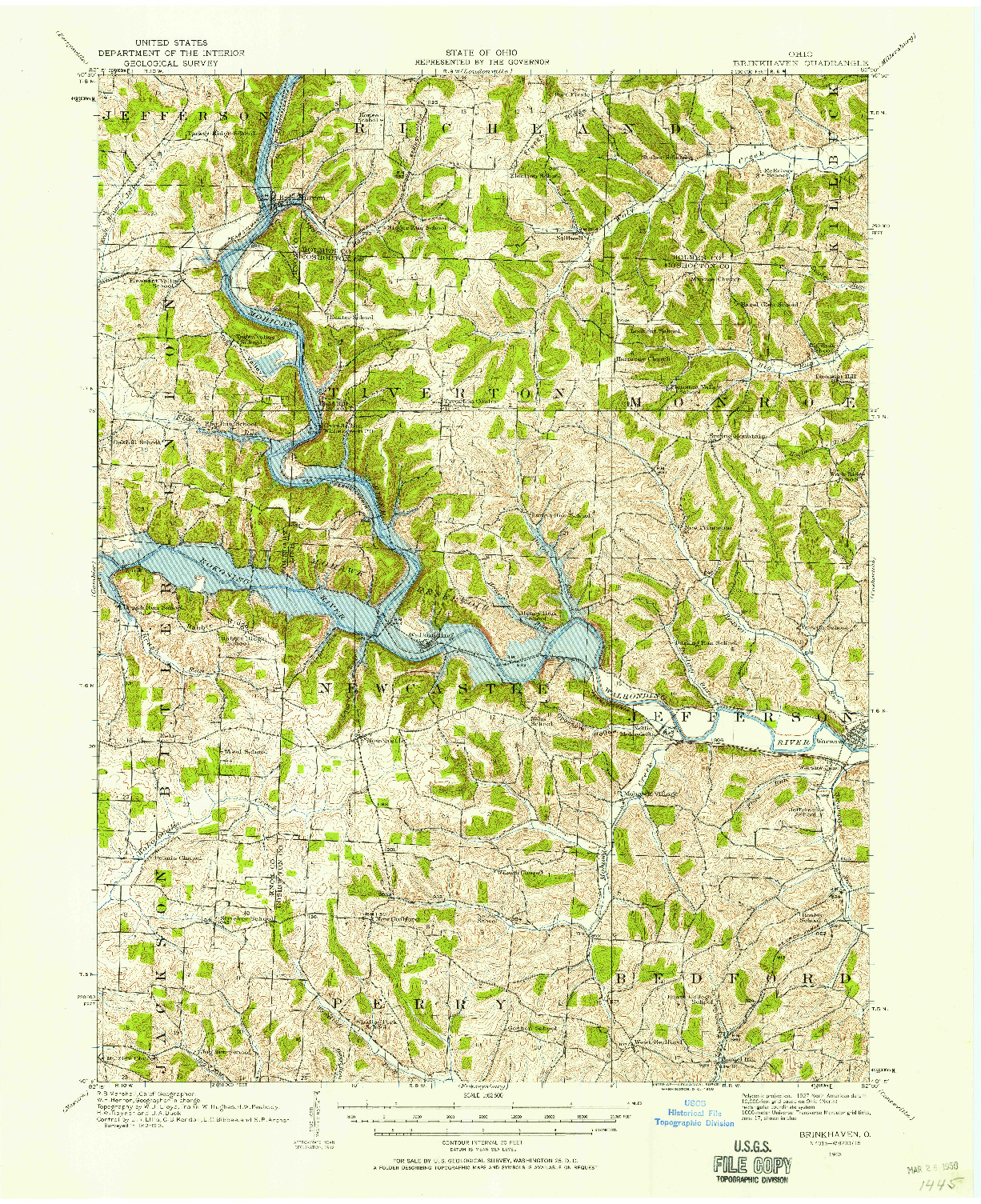 USGS 1:62500-SCALE QUADRANGLE FOR BRINKHAVEN, OH 1913