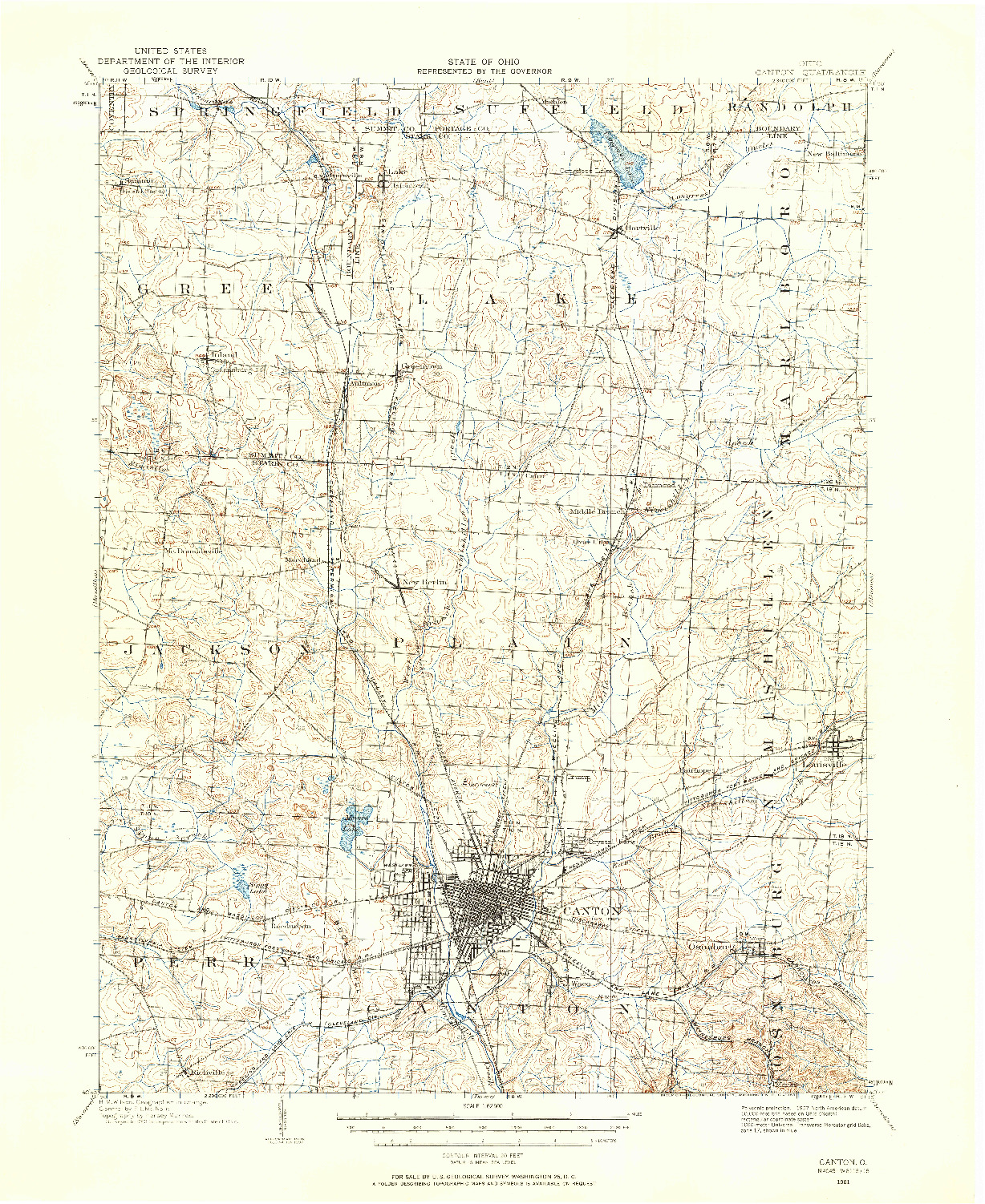 USGS 1:62500-SCALE QUADRANGLE FOR CANTON, OH 1901