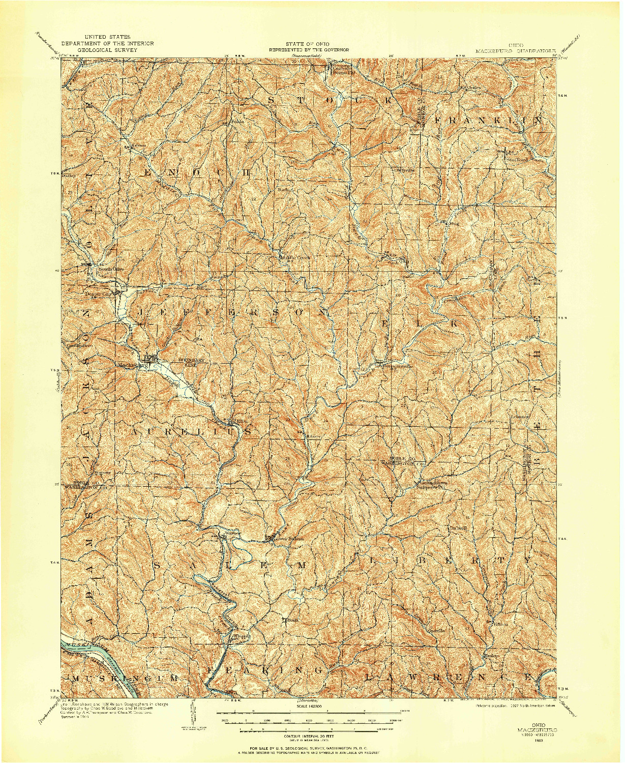 USGS 1:62500-SCALE QUADRANGLE FOR MACKSBURG, OH 1903