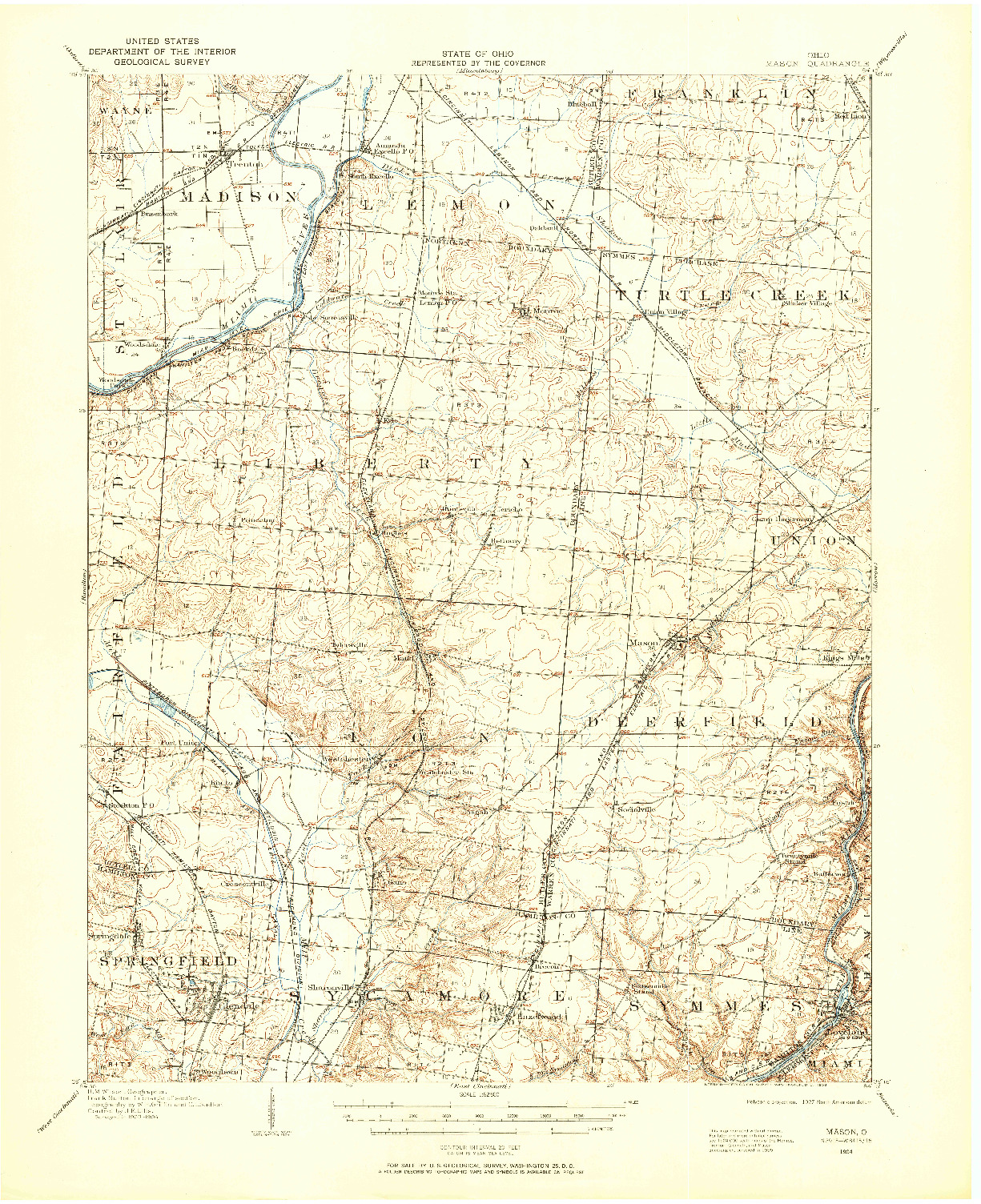 USGS 1:62500-SCALE QUADRANGLE FOR MASON, OH 1904