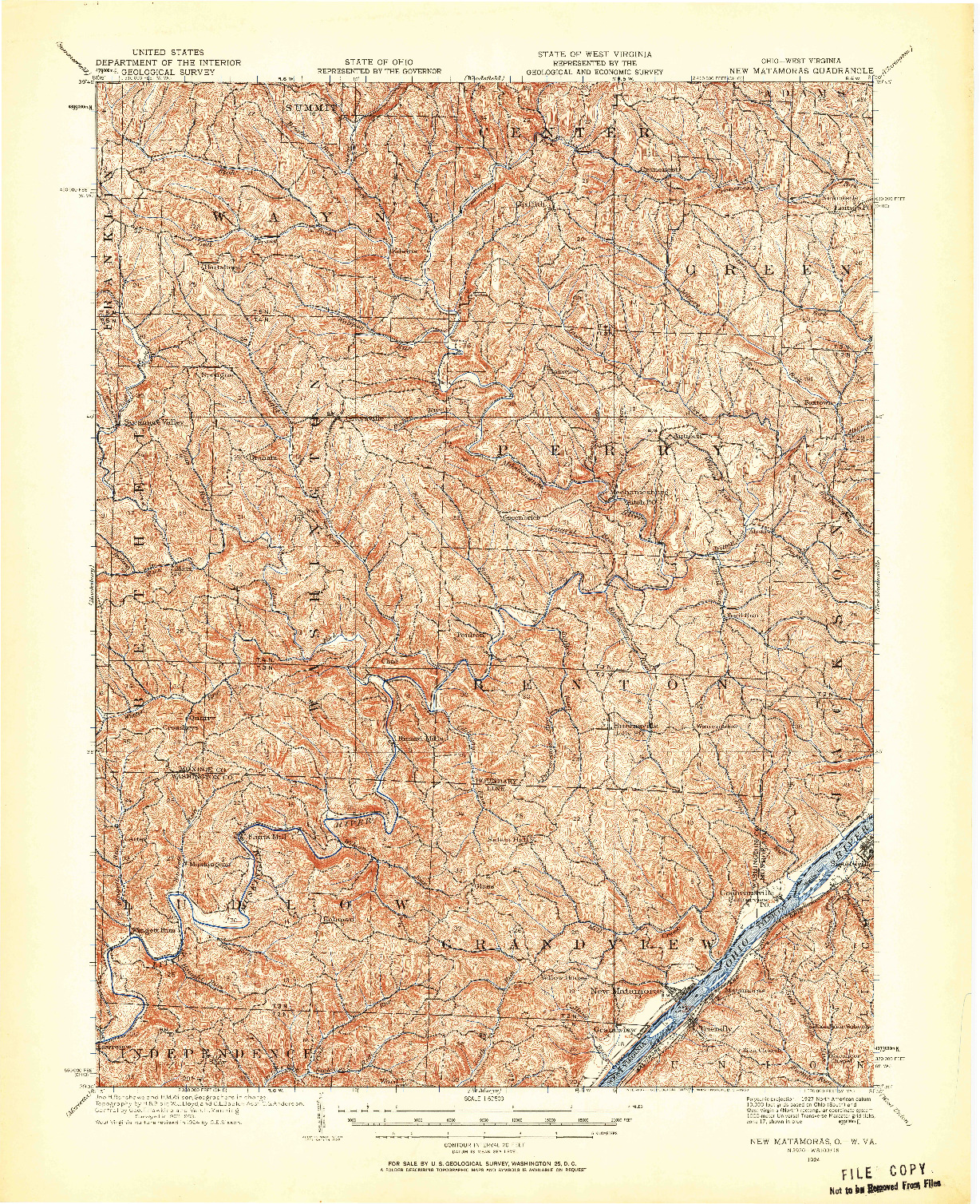 USGS 1:62500-SCALE QUADRANGLE FOR NEW MATAMORAS, OH 1924