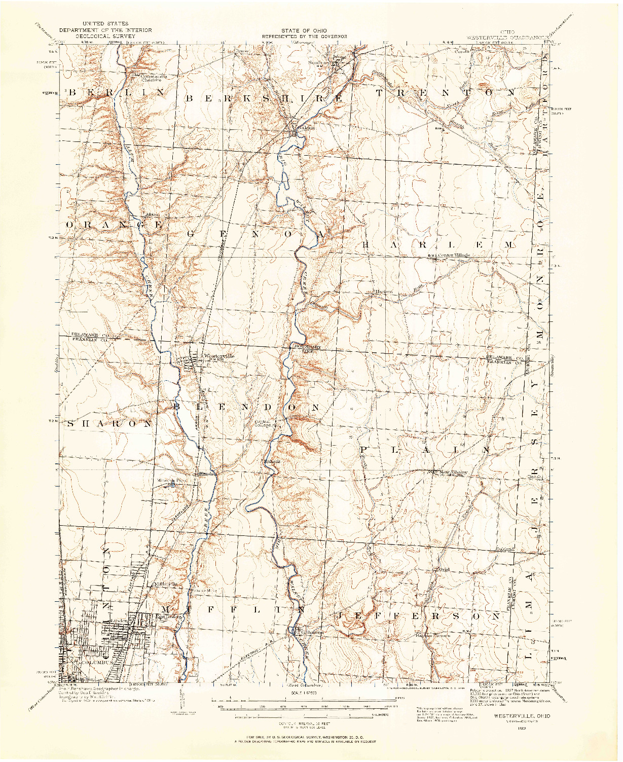 USGS 1:62500-SCALE QUADRANGLE FOR WESTERVILLE, OH 1902
