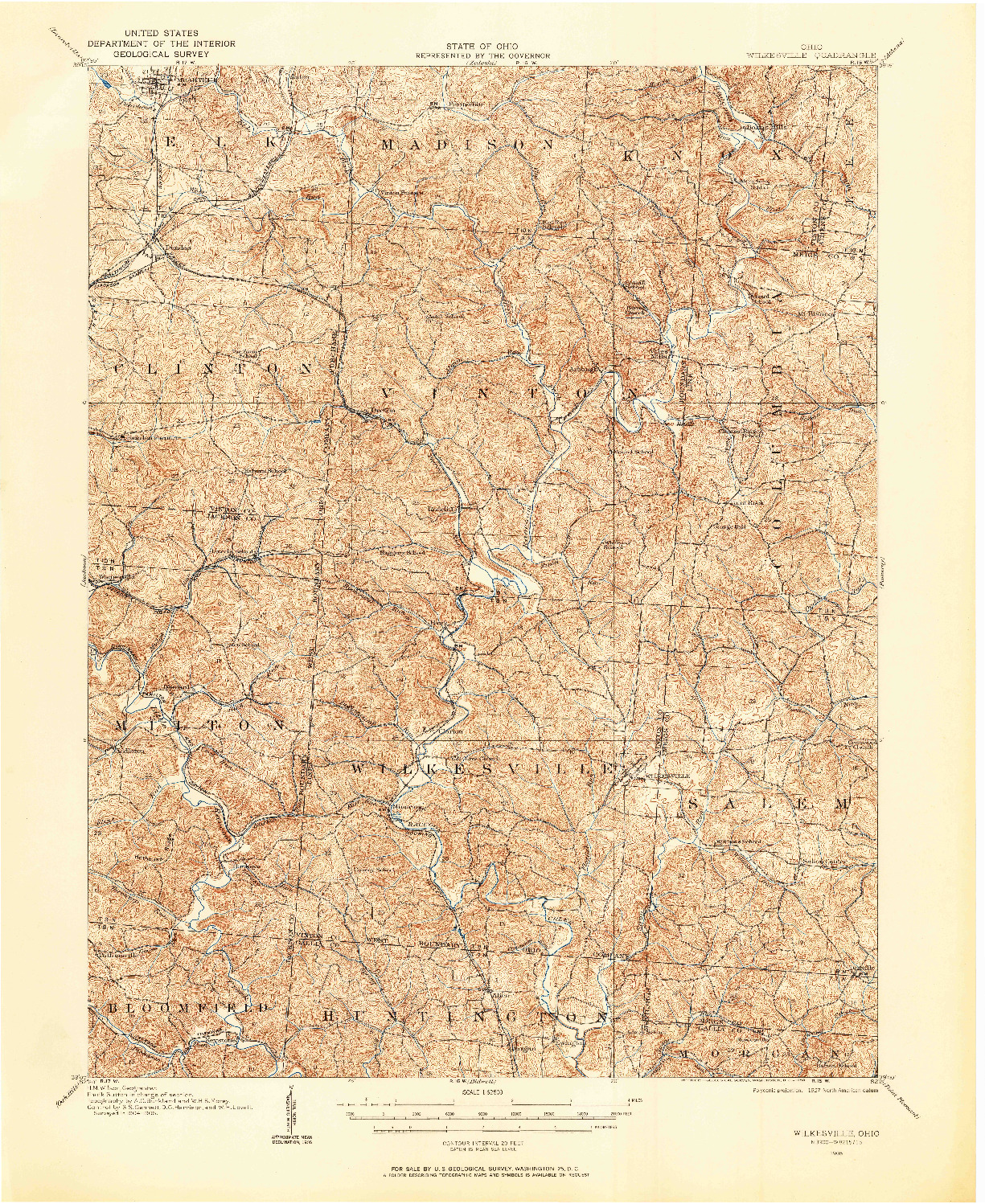 USGS 1:62500-SCALE QUADRANGLE FOR WILKESVILLE, OH 1905
