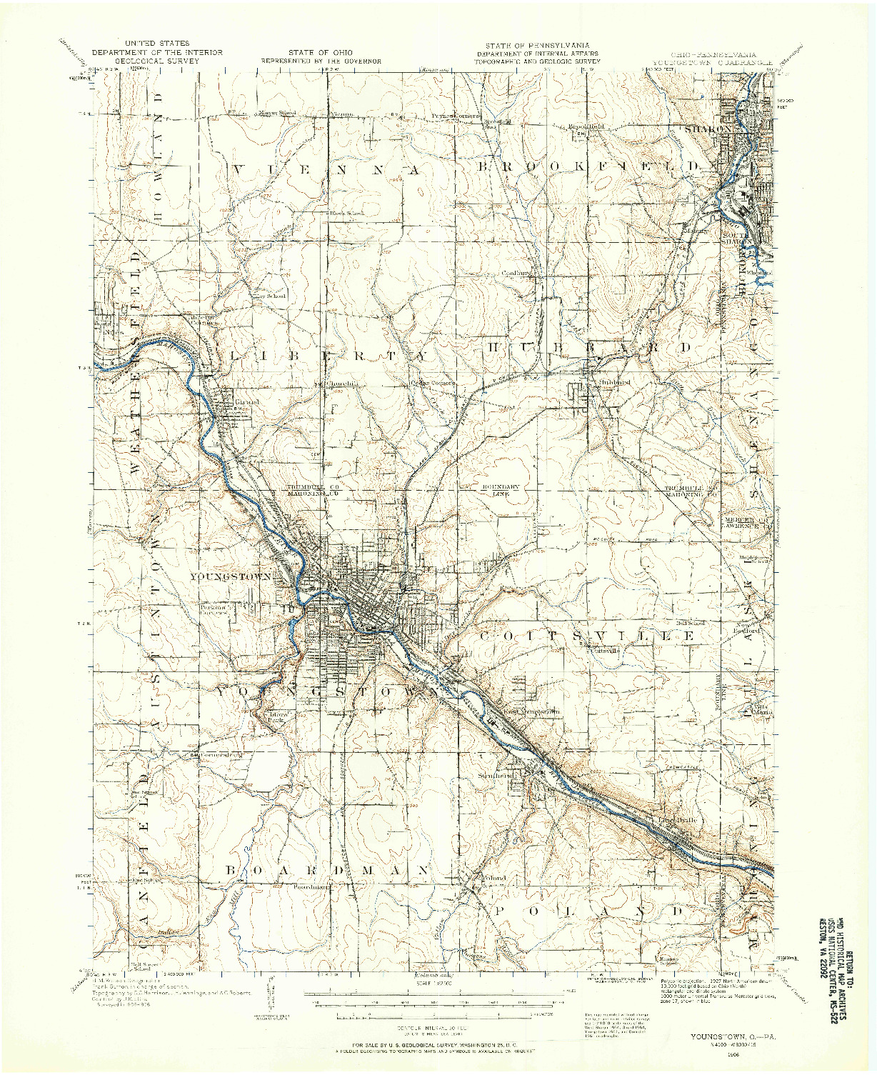 USGS 1:62500-SCALE QUADRANGLE FOR YOUNGSTOWN, OH 1906