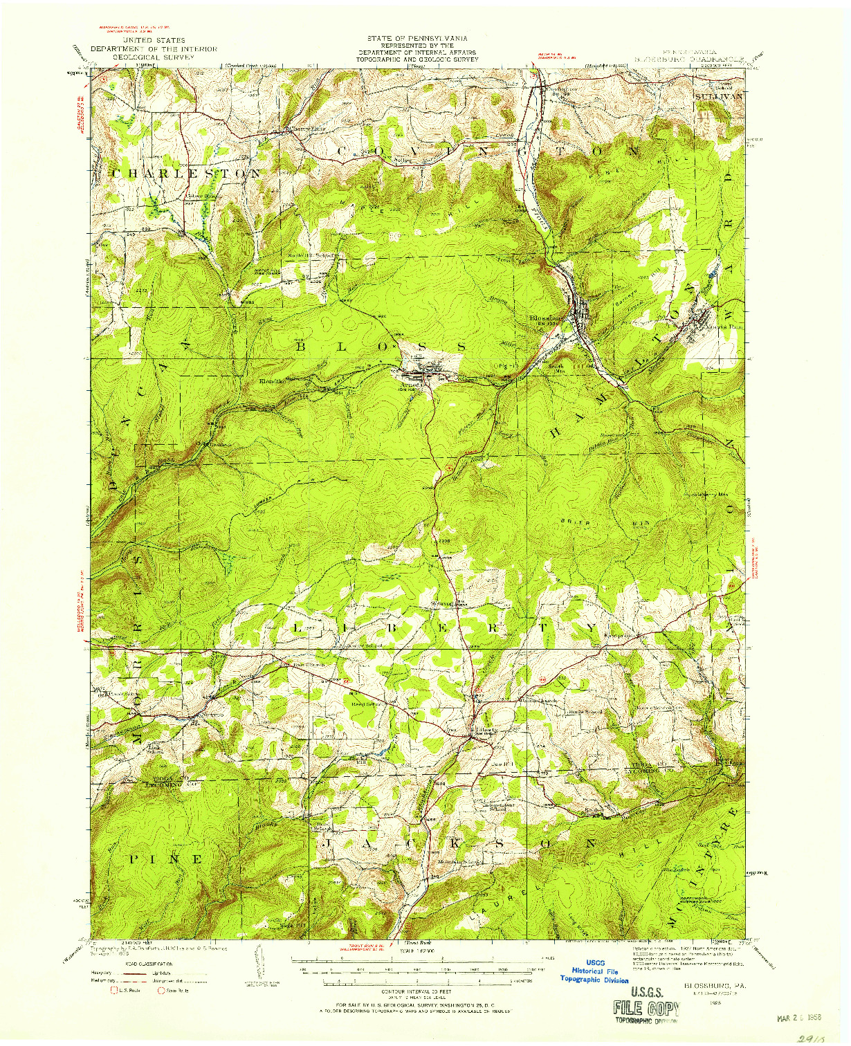 USGS 1:62500-SCALE QUADRANGLE FOR BLOSSBURG, PA 1925