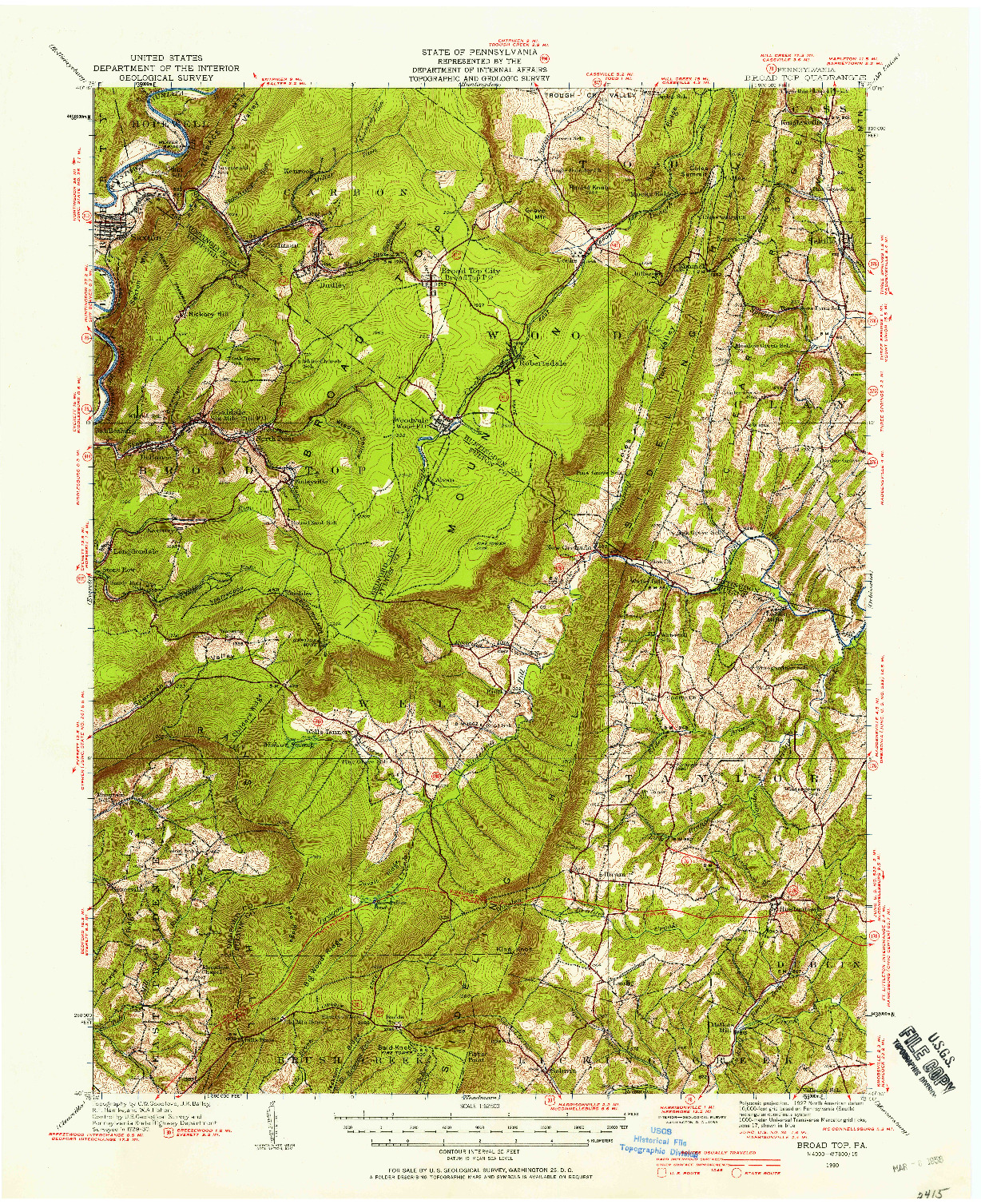USGS 1:62500-SCALE QUADRANGLE FOR BROAD TOP, PA 1930