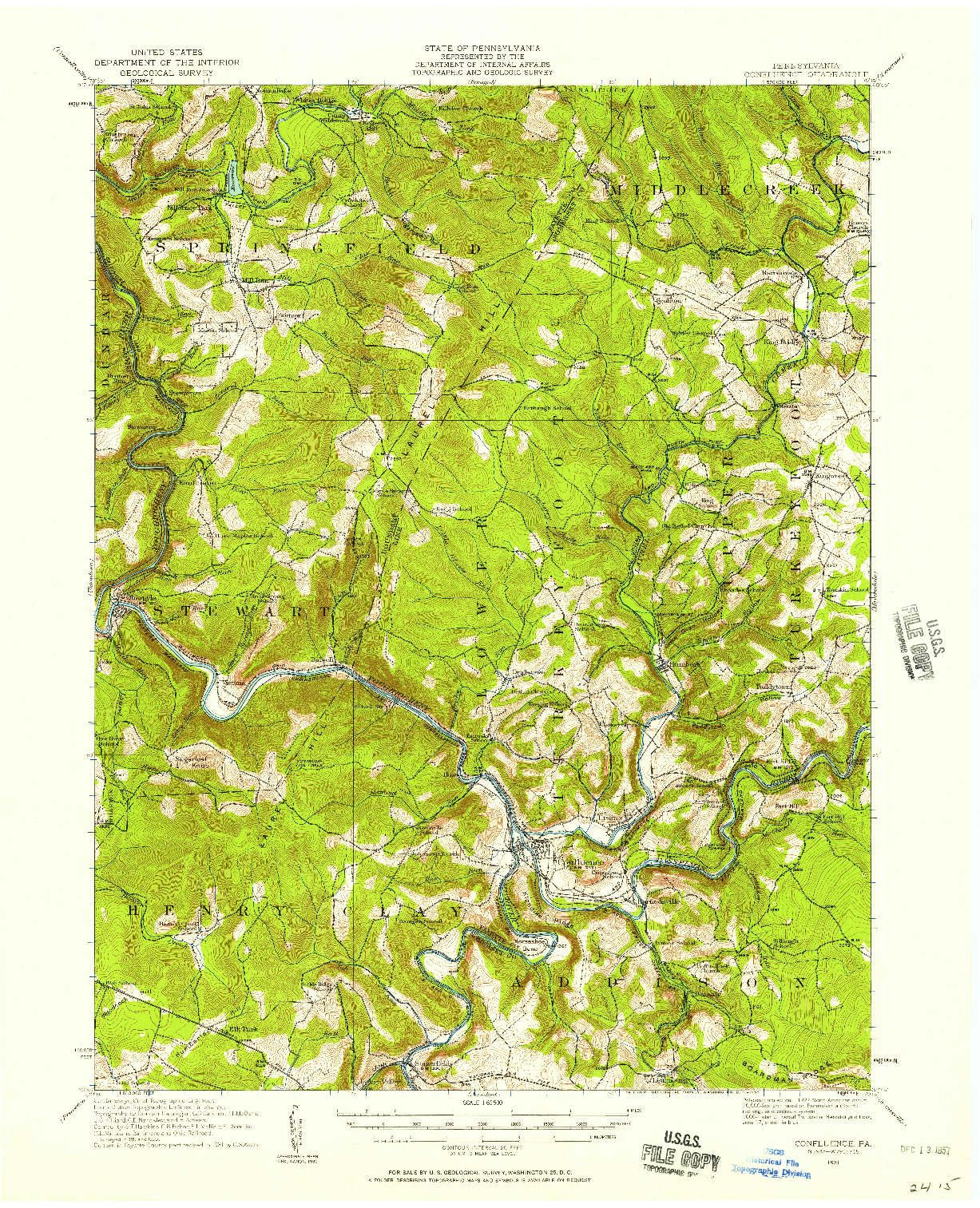 USGS 1:62500-SCALE QUADRANGLE FOR CONFLUENCE, PA 1931