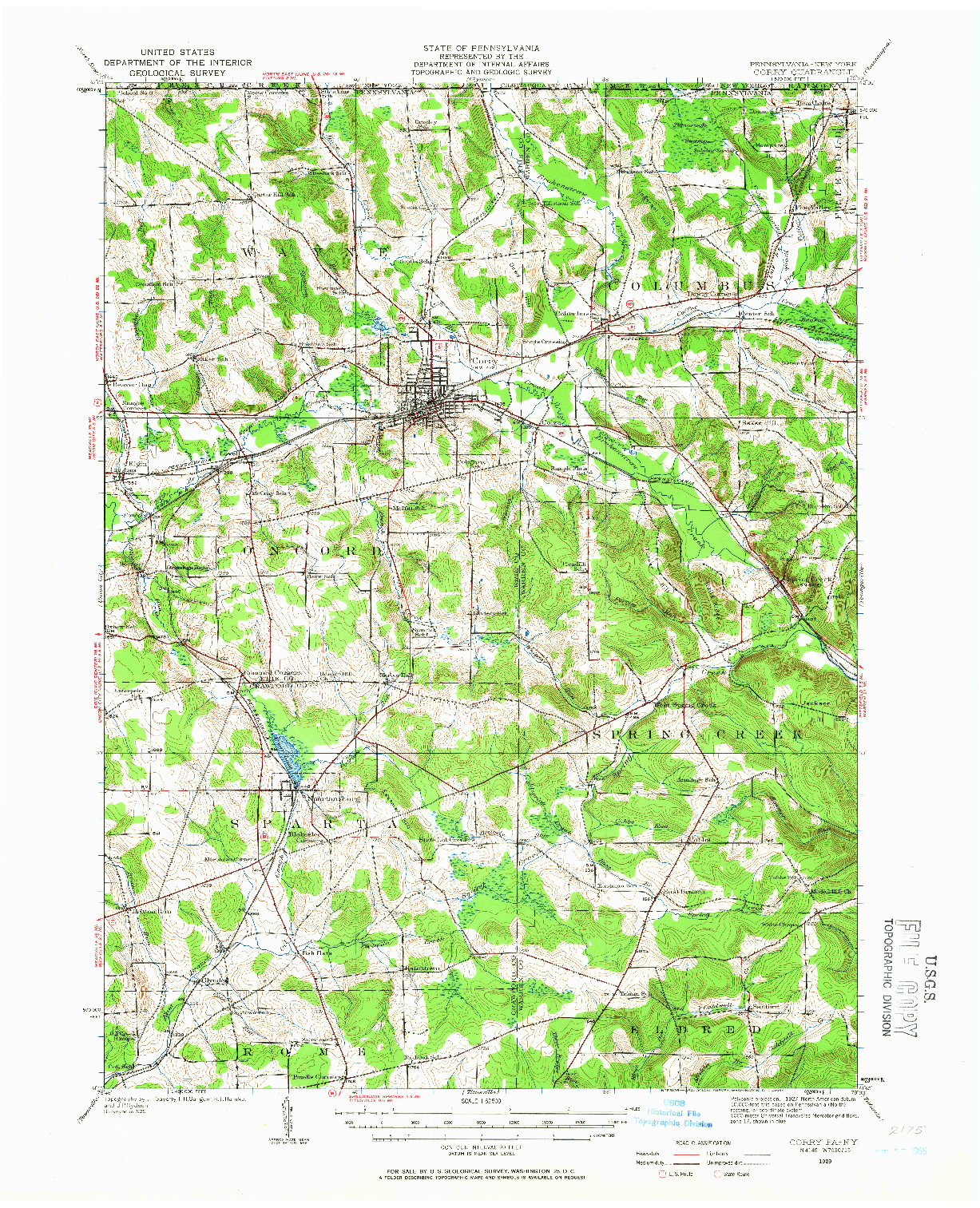 USGS 1:62500-SCALE QUADRANGLE FOR CORRY, PA 1929