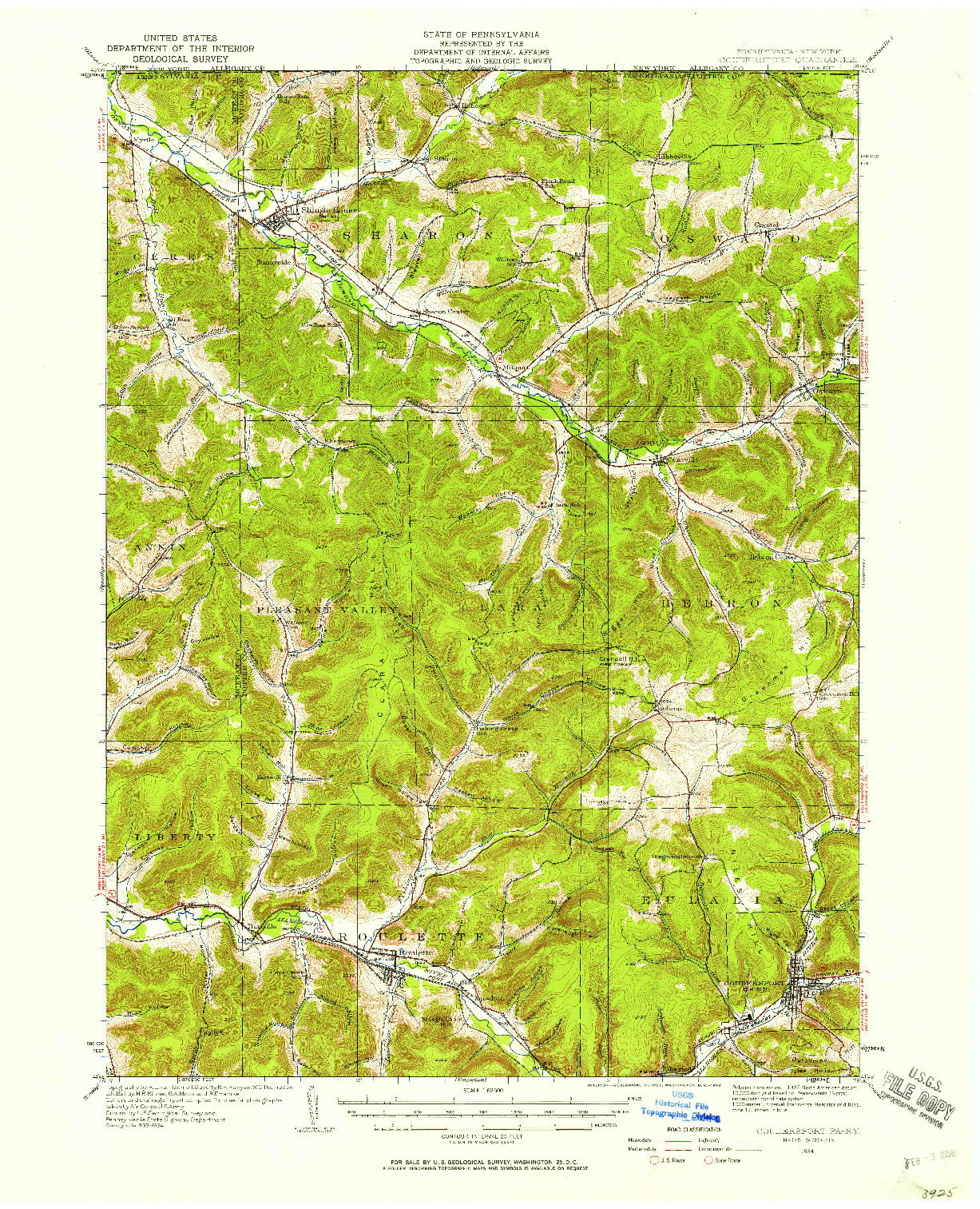 USGS 1:62500-SCALE QUADRANGLE FOR COUDERSPORT, PA 1934